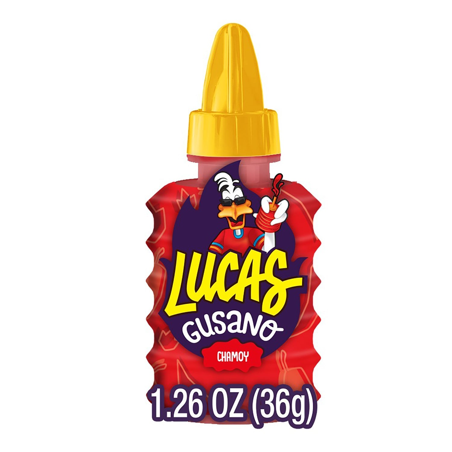 Lucas Gusano Chamoy Candy | 10 Count Box | Mexican Sour Gummy Worms Snack for Parties, Movie Nights & Road Trips