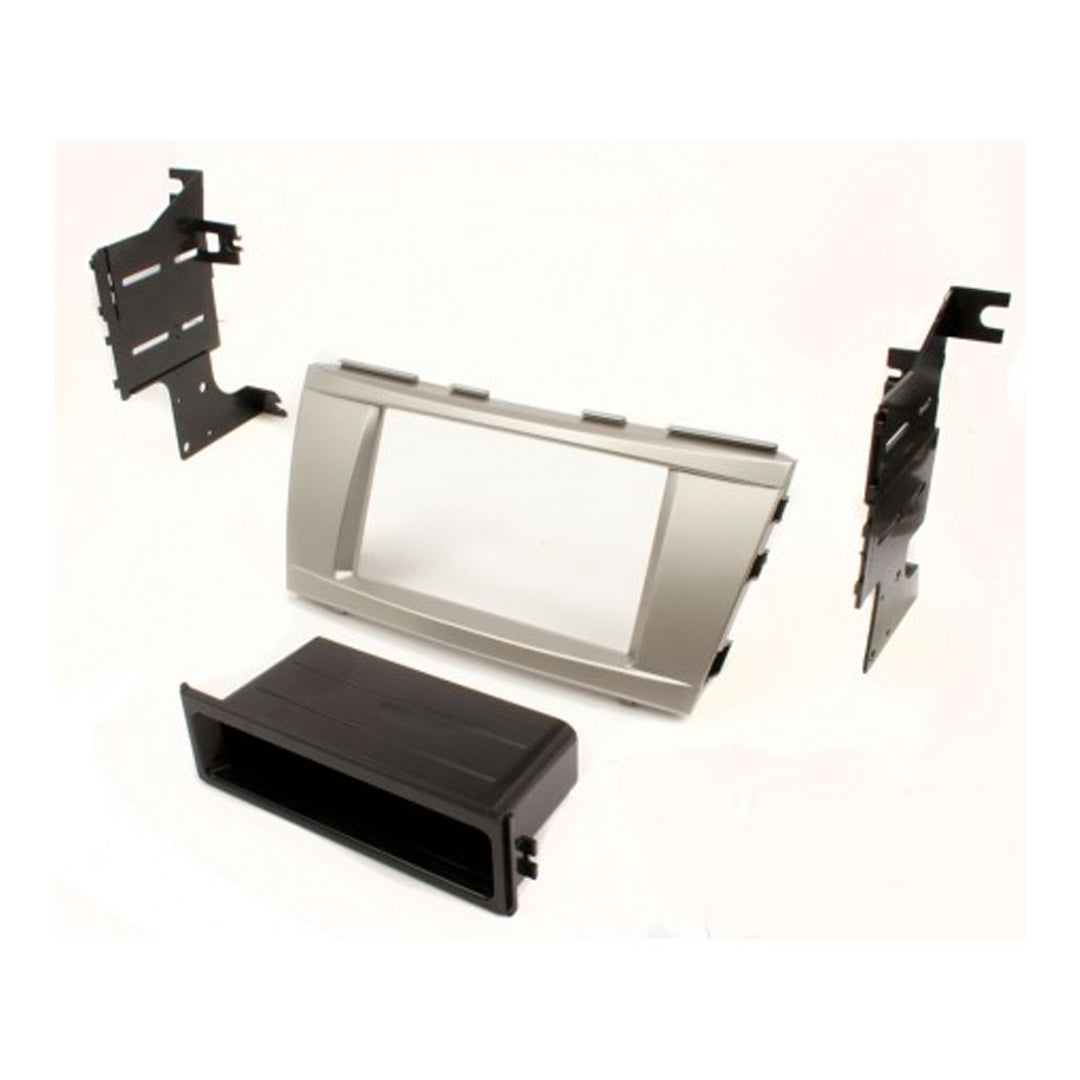 2007-2011 Toyota Camry Car Stereo Single DIN/Double DIN Radio Installation Kit with Storage Pocket - Silver | Compatible with Aftermarket Head Units | Perfect for Car Audio Upgrades & Custom Installations