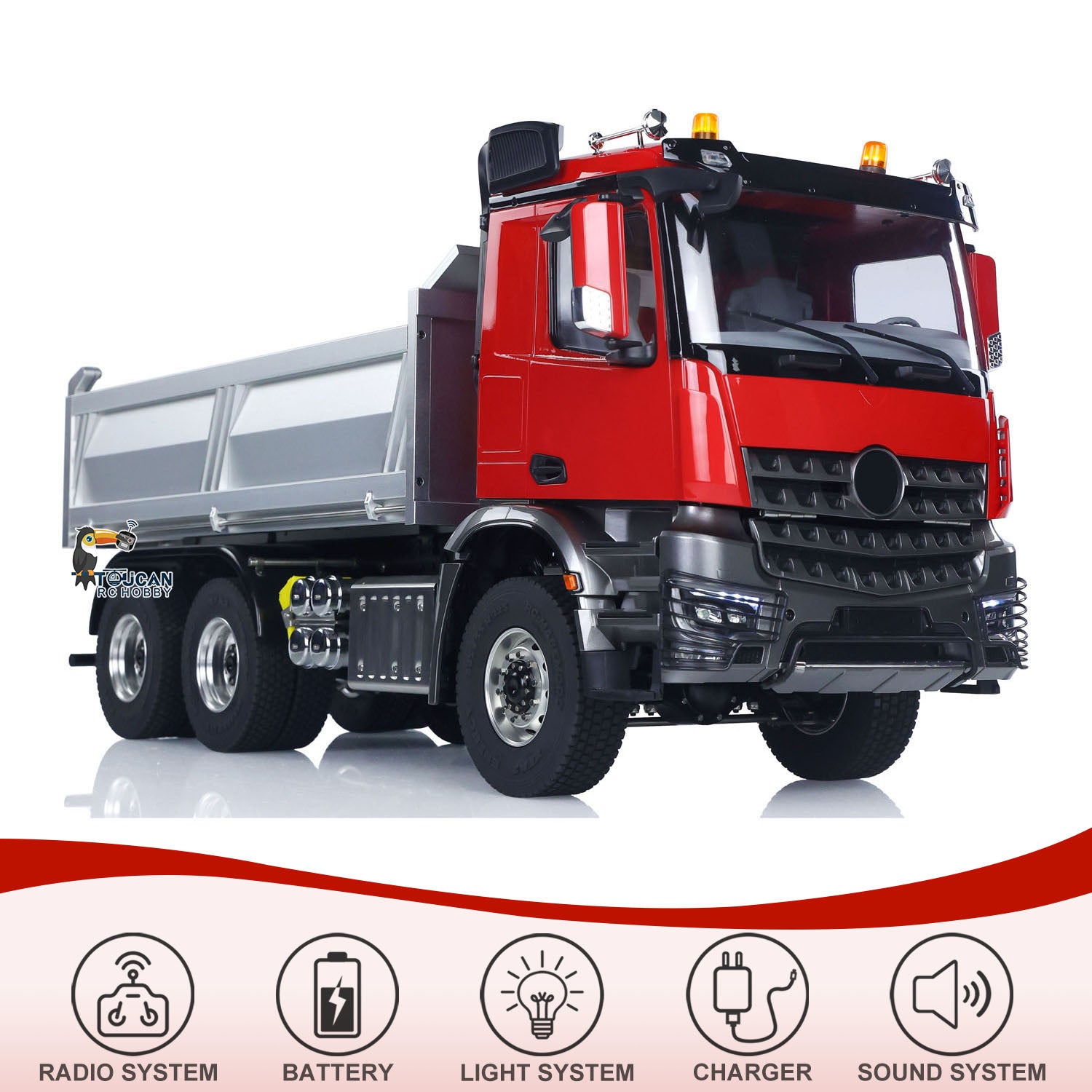 2-Speed 1/14 Scale RTR RC Hydraulic Dumper Truck with Metal Chassis - Remote Control Tipper Model with Light & Sound Effects, No Lock Differential Axle - Perfect for Construction Site Play & RC Hobby Enthusiasts