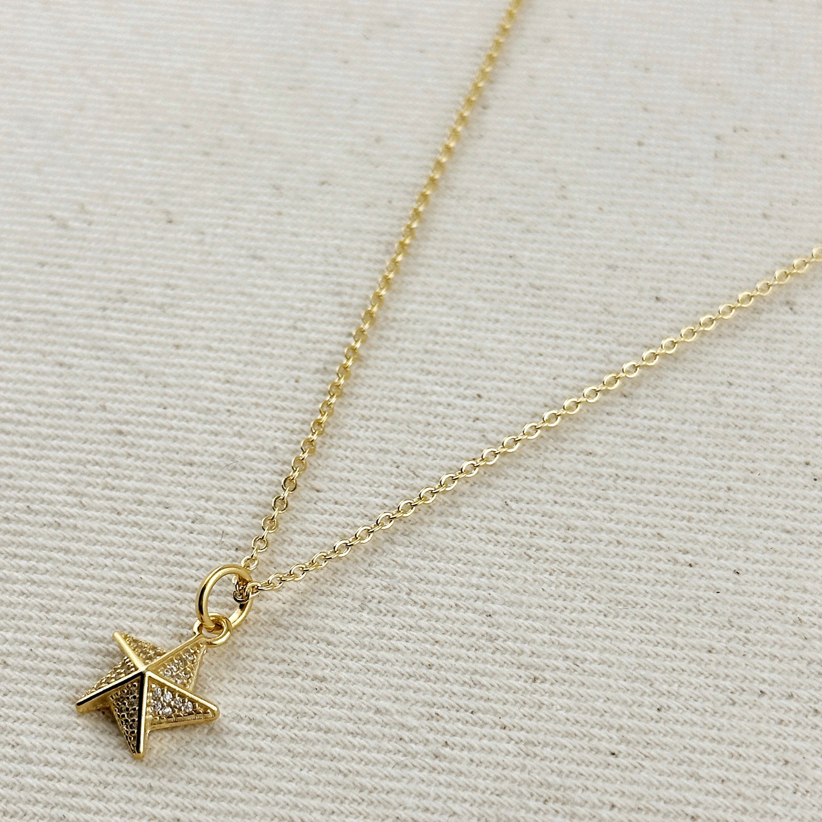 18k Gold Filled Stella a Mulinello Cubic Zirconia Necklace for Women - Elegant CZ Pendant Jewelry Gift for Birthday, Anniversary & Special Occasions