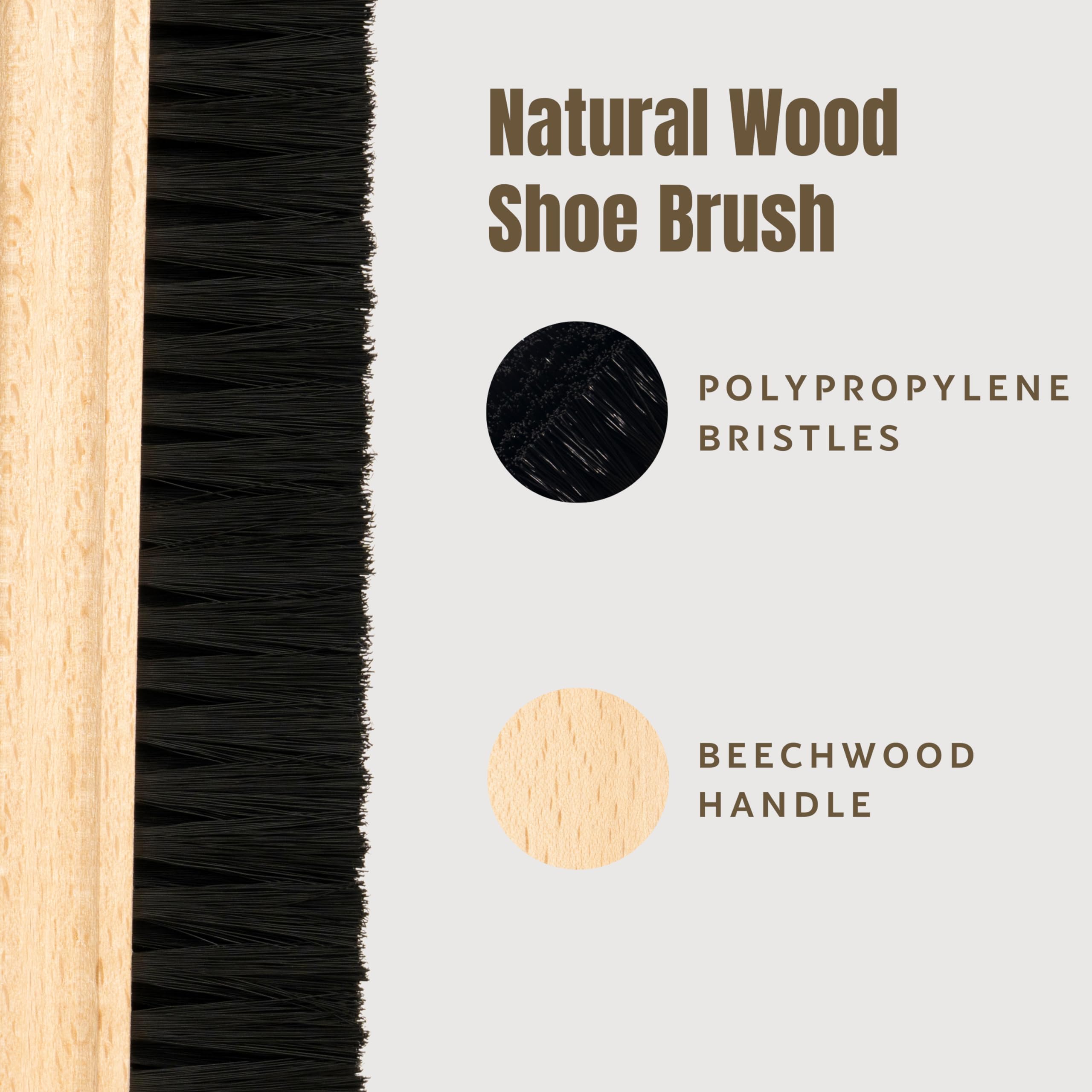 Premium Konex Shoe Brush with Natural Beechwood Handle - Handcrafted Wooden Shoe Cleaner with Thick Synthetic Konex Fiber Bristles - Durable & Effective for Quick Shoe Cleaning - Perfect for Leather Boots, Dress Shoes & Sneaker Care