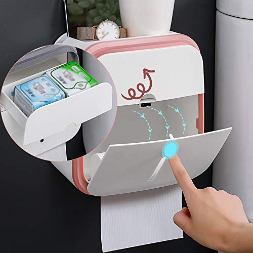Wall-Mounted Adhesive Tissue Box Holder with Drawer - 2 Layer Multifunctional Bathroom Organizer for Toilet Paper Storage (Gray) - Perfect for Small Bathrooms, RVs & Space-Saving Home Organization