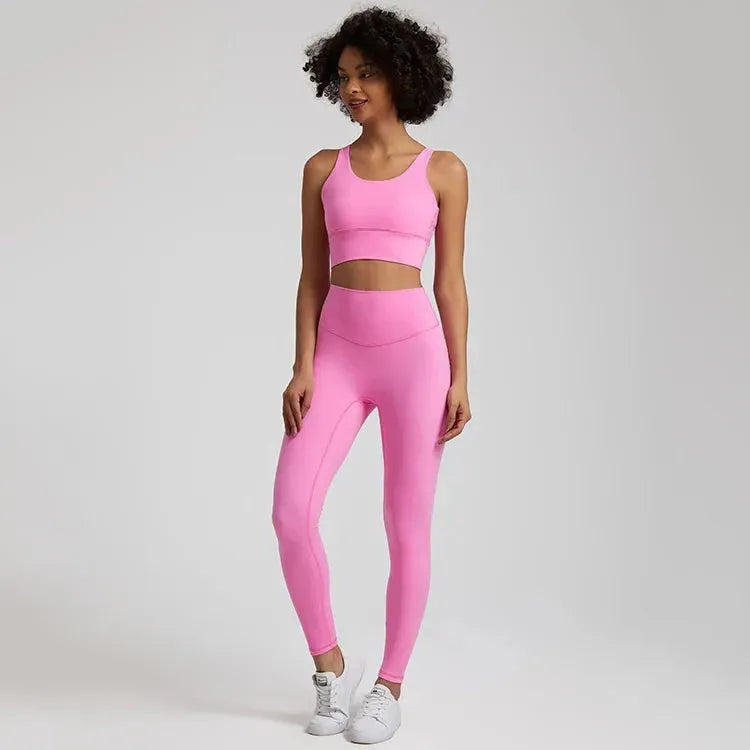 Buttery Soft 2-Piece Yoga Set for Women - Strappy Sports Bra & High Waist Leggings | Workout Outfit, Gym Clothing & Sports Suits | Perfect for Yoga, Pilates & Fitness Training