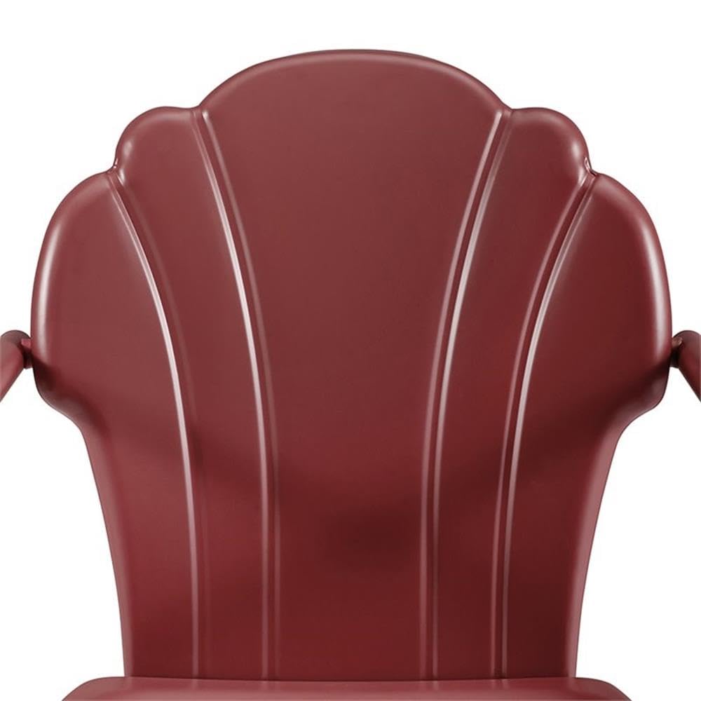 Dark Red Satin Steel Metal Outdoor Chairs (Set of 2) - Patio, Garden, Poolside & Backyard Seating Furniture for Relaxing