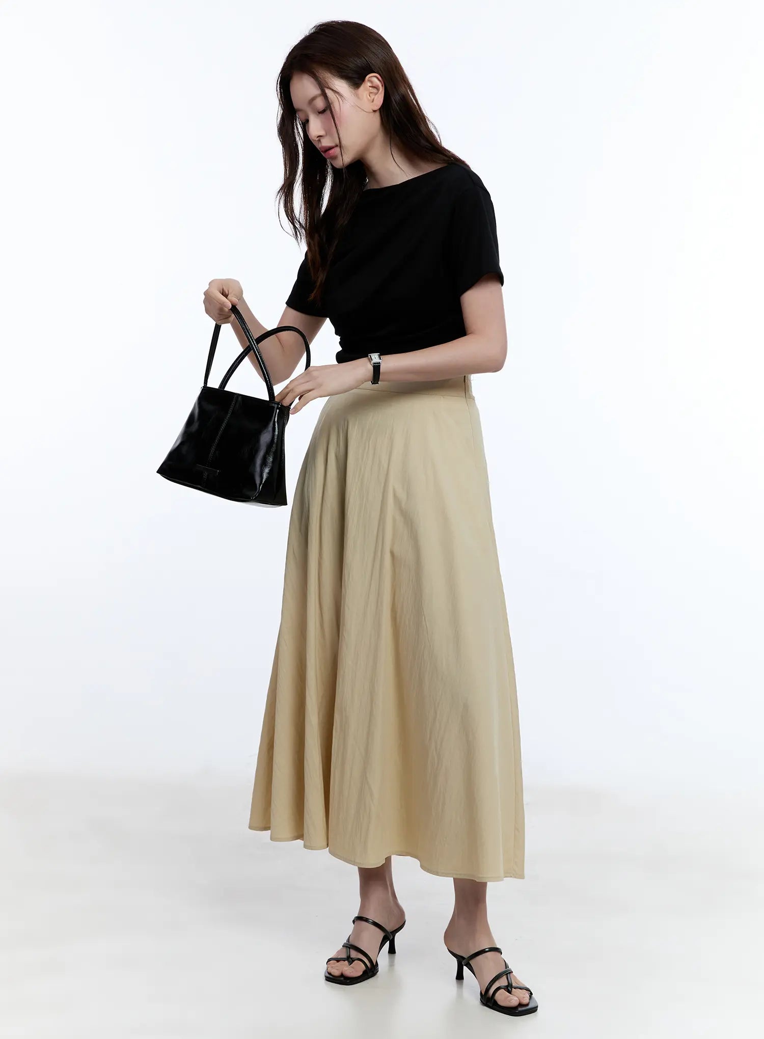 Flared Flowy Midi Skirt for Women - Elegant A-Line Summer Skirt with Side Slits | Perfect for Beach, Vacation & Boho Style Outfits