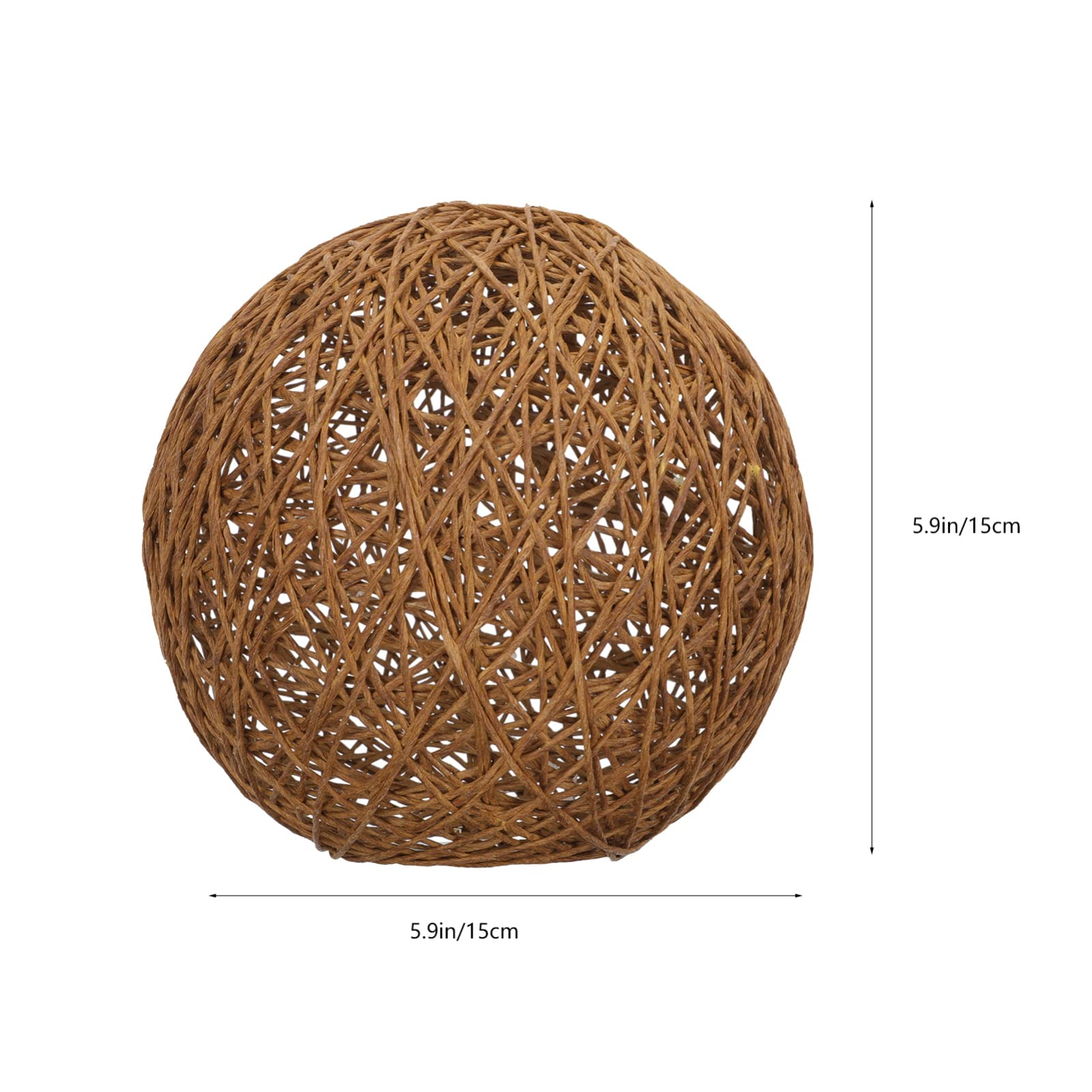 Beaupretty Rattan Ceiling Lamp - Round Woven Hanging Light Fixture, Modern Lattice Wicker Globe Ball Style Lamp Shade for Home, Restaurant, Cafe, Bedroom, Living Room (Dark Coffee) - Perfect for Boho, Farmhouse & Coastal Decor