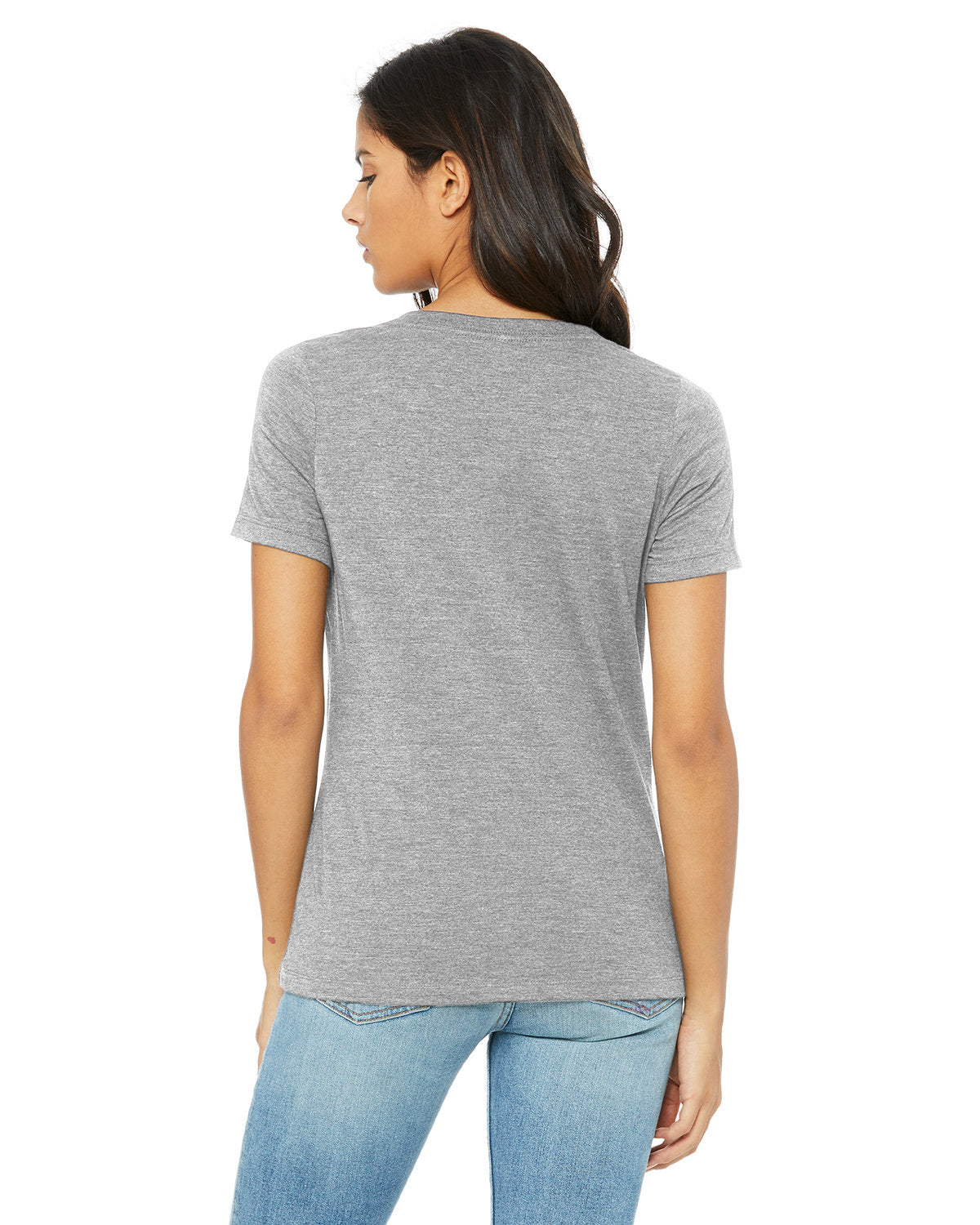 Bella + Canvas 6405CVC Women's Relaxed Fit Heather CVC Jersey V-Neck T-Shirt - Soft Casual Tee for Everyday Wear, Gym, and Layering