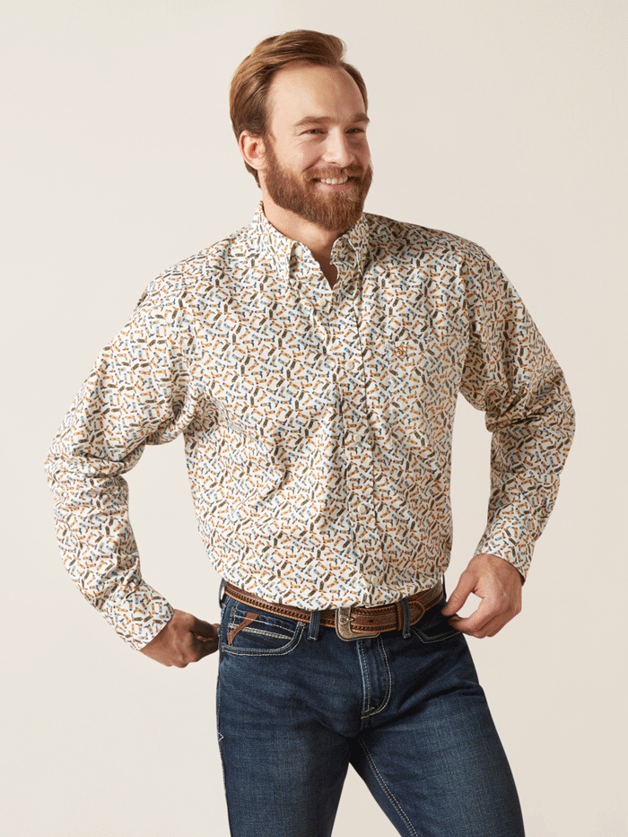 Ariat Men's Gainor Classic Long Sleeve Shirt - White | Western Work Shirt for Ranch, Riding & Outdoor Activities