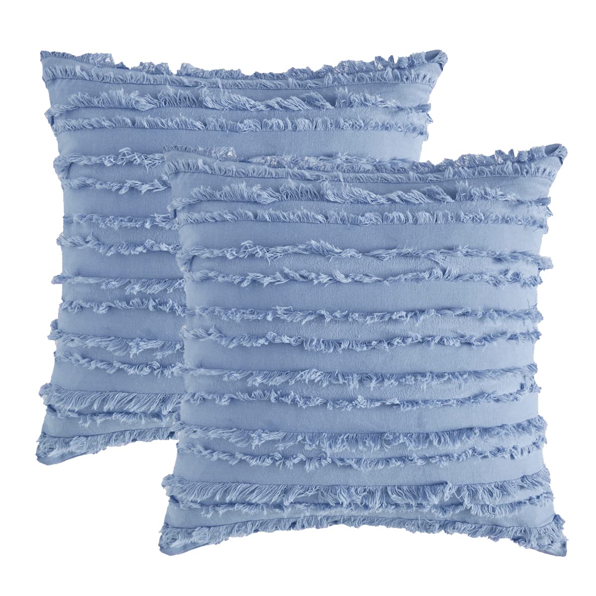 GIGIZAZA Decorative Throw Pillow Covers 26x26 Inch - Sky Blue Square Couch Pillow Covers, Cotton Sofa Boho Cushion Pillows for Living Room, Bedroom & Outdoor Decor