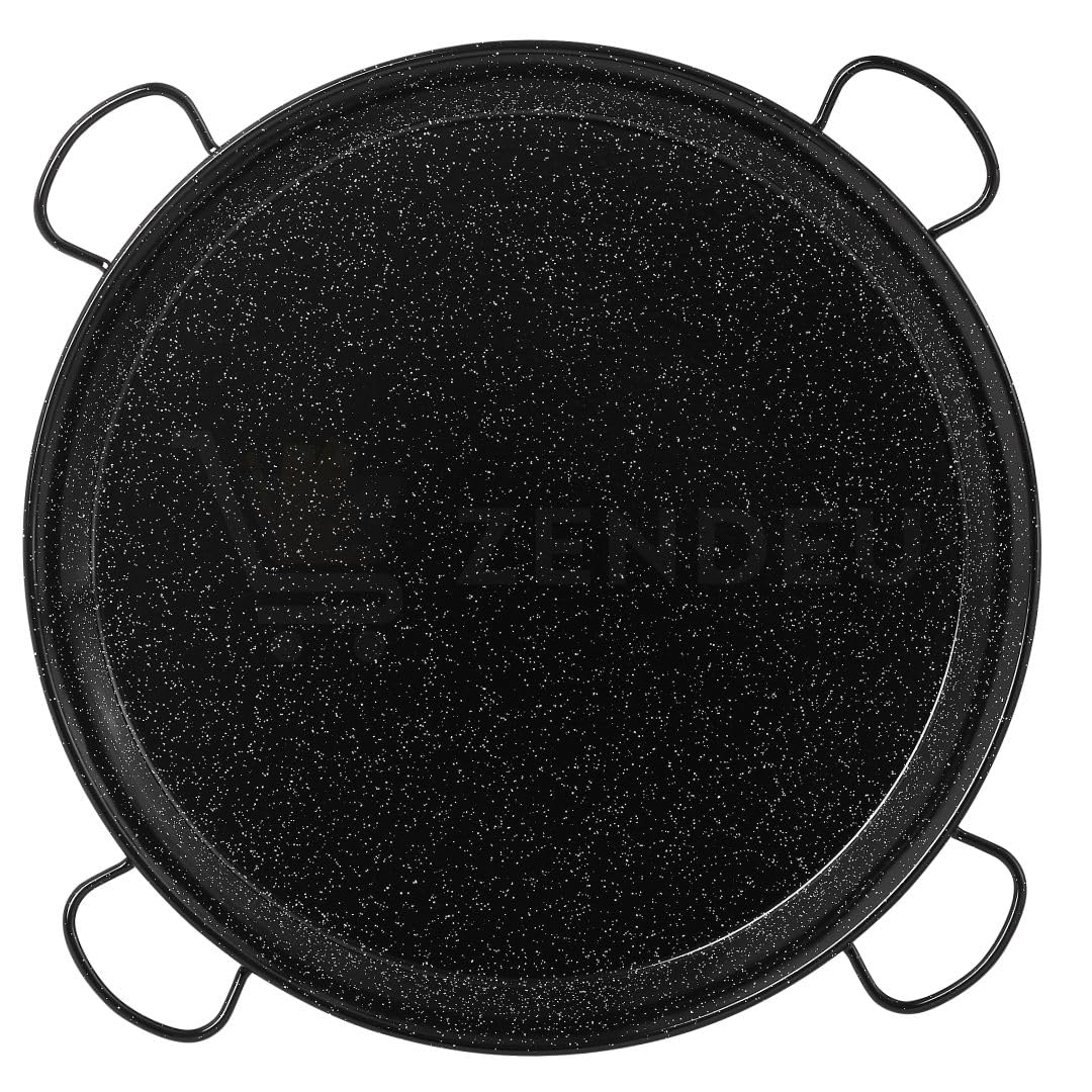 Premium Enameled Carbon Steel Paella Pan - 32 Inch (80cm) for 40 Servings with 4 Hangers - Perfect for Outdoor Cooking, Parties, and Spanish Cuisine
