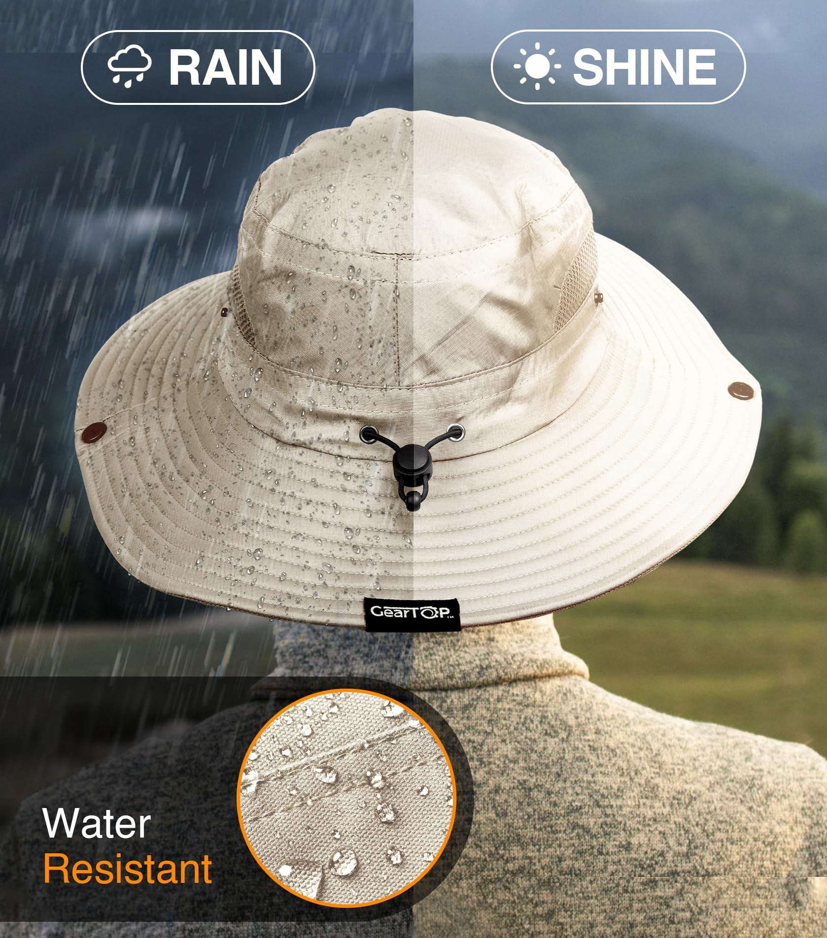 GearTOP UPF 50+ Sun Hat for Women & Men - Wide Brim Packable Beach Hat, Safari Hat with Neck Flap - Perfect for Outdoor, Travel, Hiking and Summer Vacation