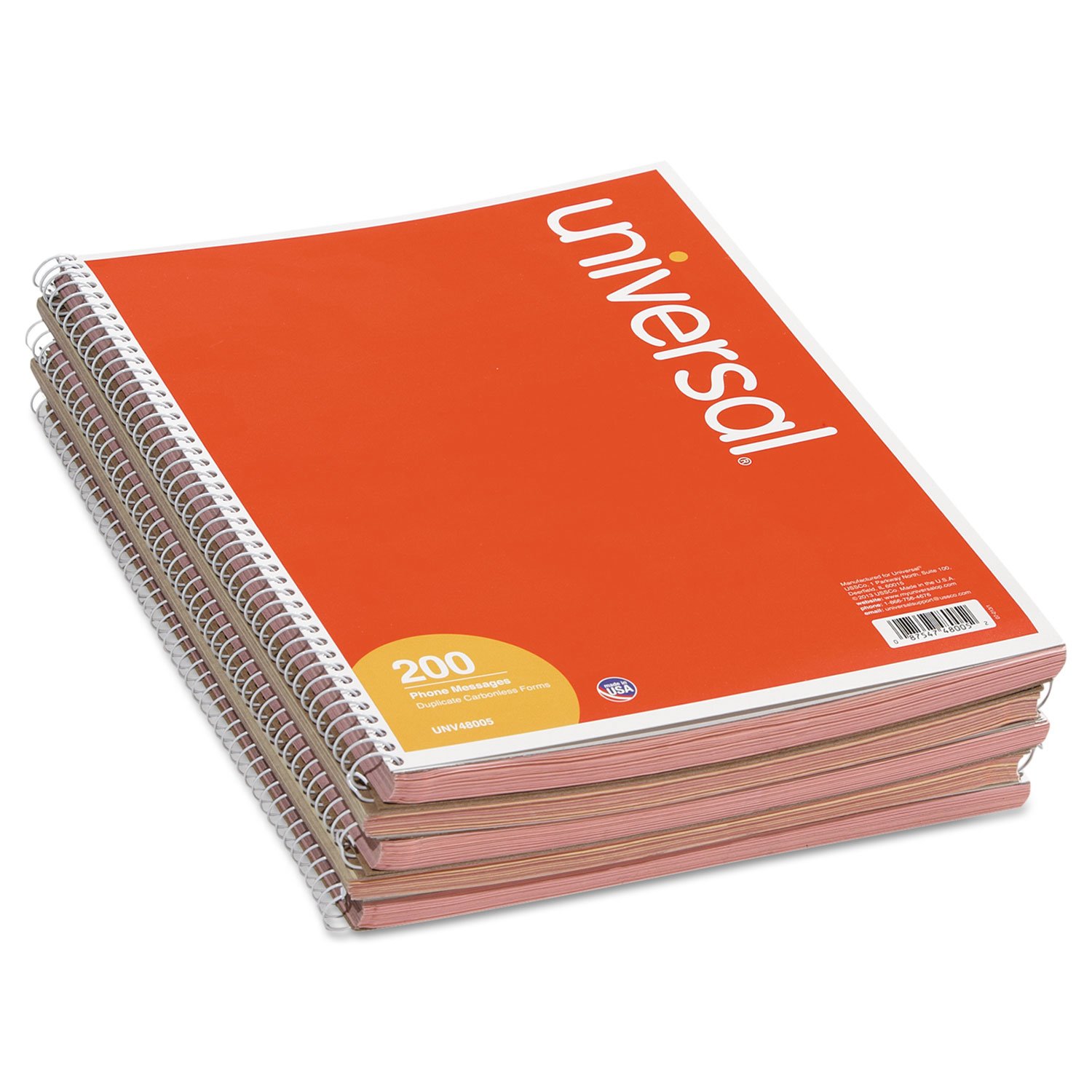 UNV48005 Wirebound Message Books - 3-Pack Memo Pads for Office, Home & School Use - Durable Spiral Notebook for Notes, Lists & Reminders