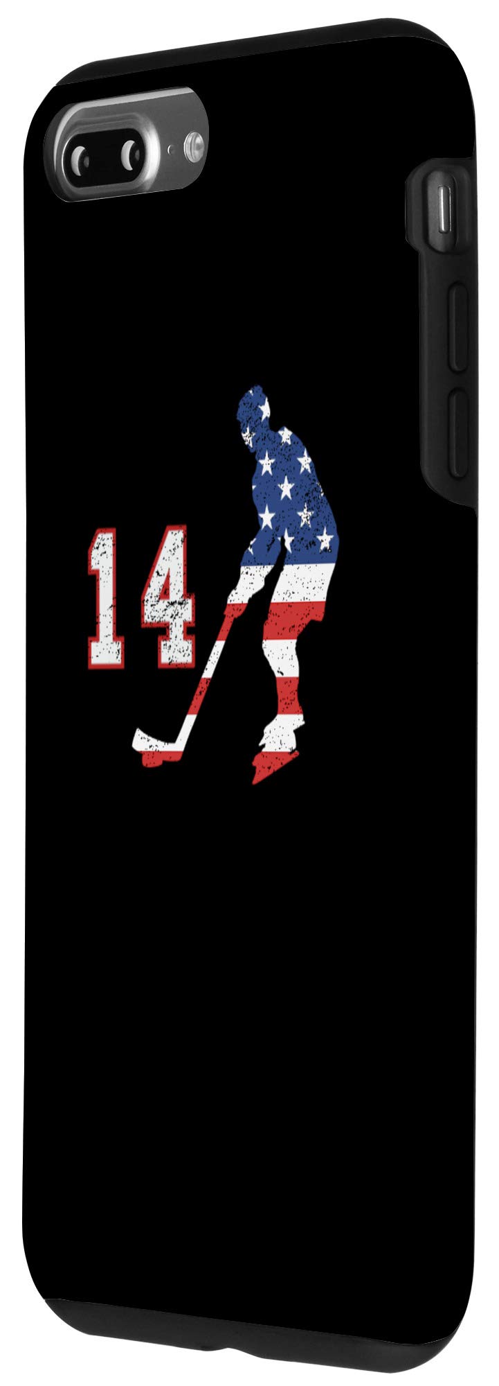 iPhone 7 Plus/8 Plus Hockey Jersey Number 14 with USA Flag Phone Case - Protective Cover for Sports Fans & Patriotic Americans