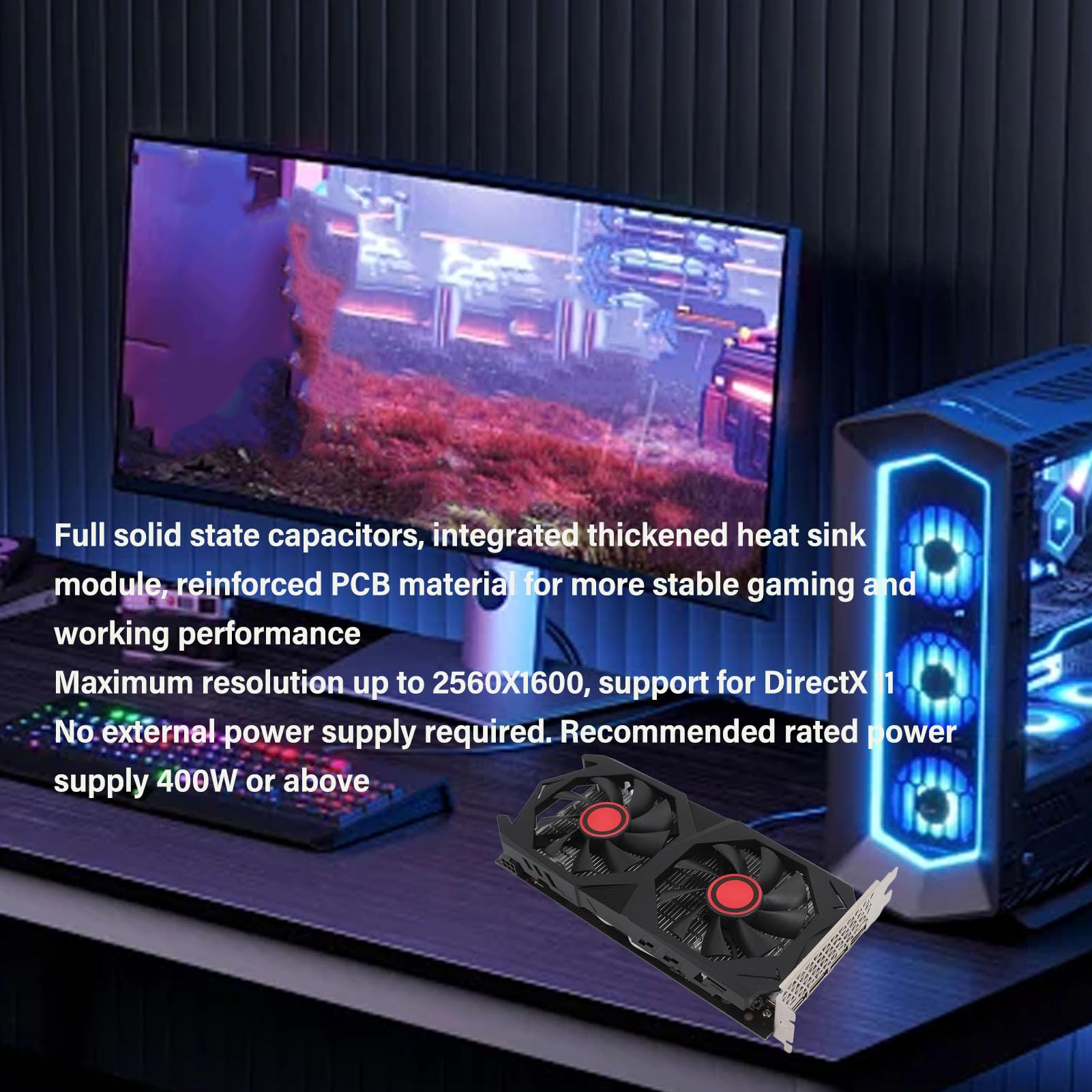 ASHATA RX580 8GB GDDR5 256BIT Gaming Graphics Card - PCI Express 2.0 x16 Video Card with Dual Fan Cooling for Windows 7/8/10/11 PCs - Perfect for 1080p Gaming, Video Editing & Cryptocurrency Mining