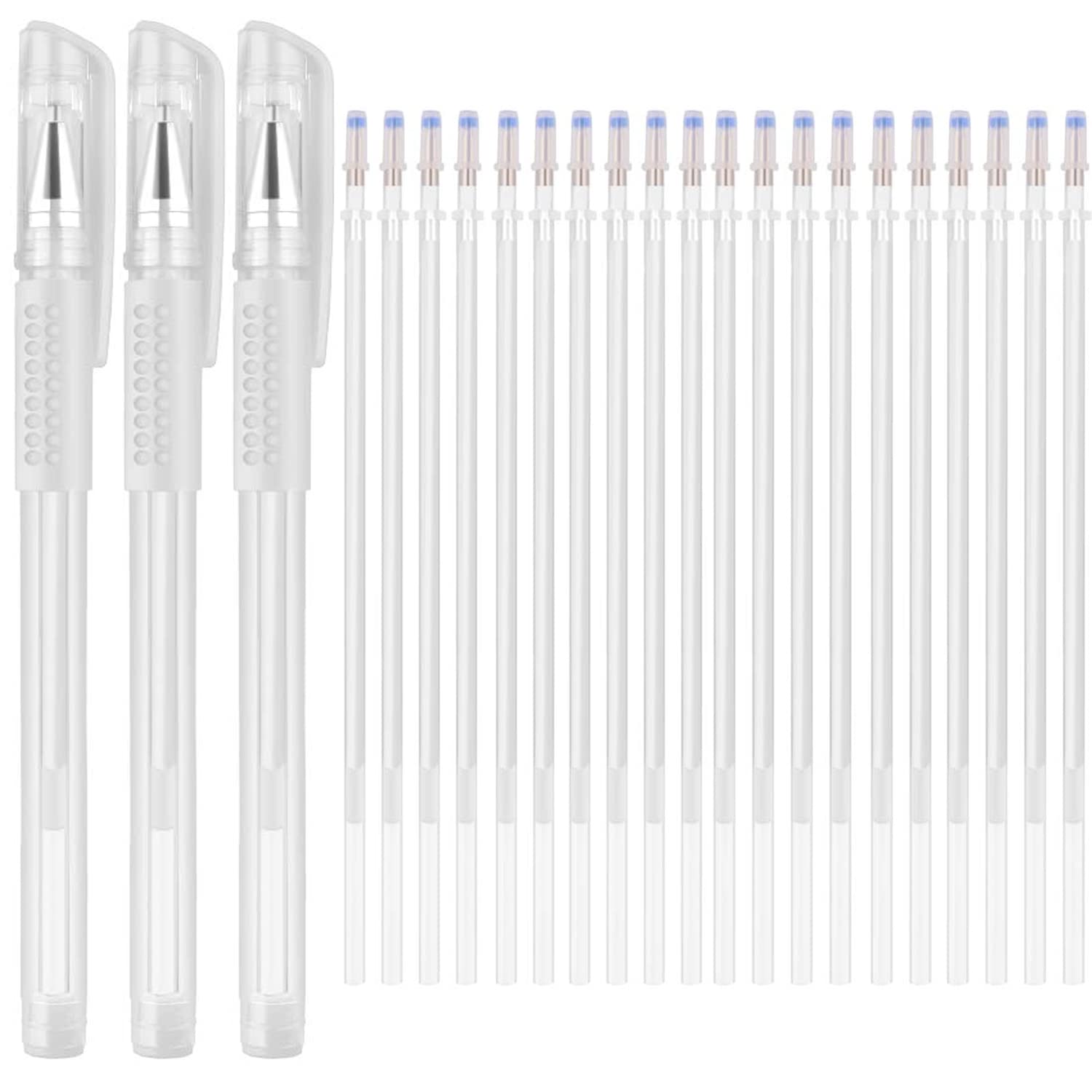 Heat Erasable Fabric Marking Pens - 20 Refills Included for Tailoring, Sewing, Quilting & Dressmaking - White Heat Disappearing Ink Pens for Fabric - Perfect for DIY Crafts, Costume Design & Fabric Projects