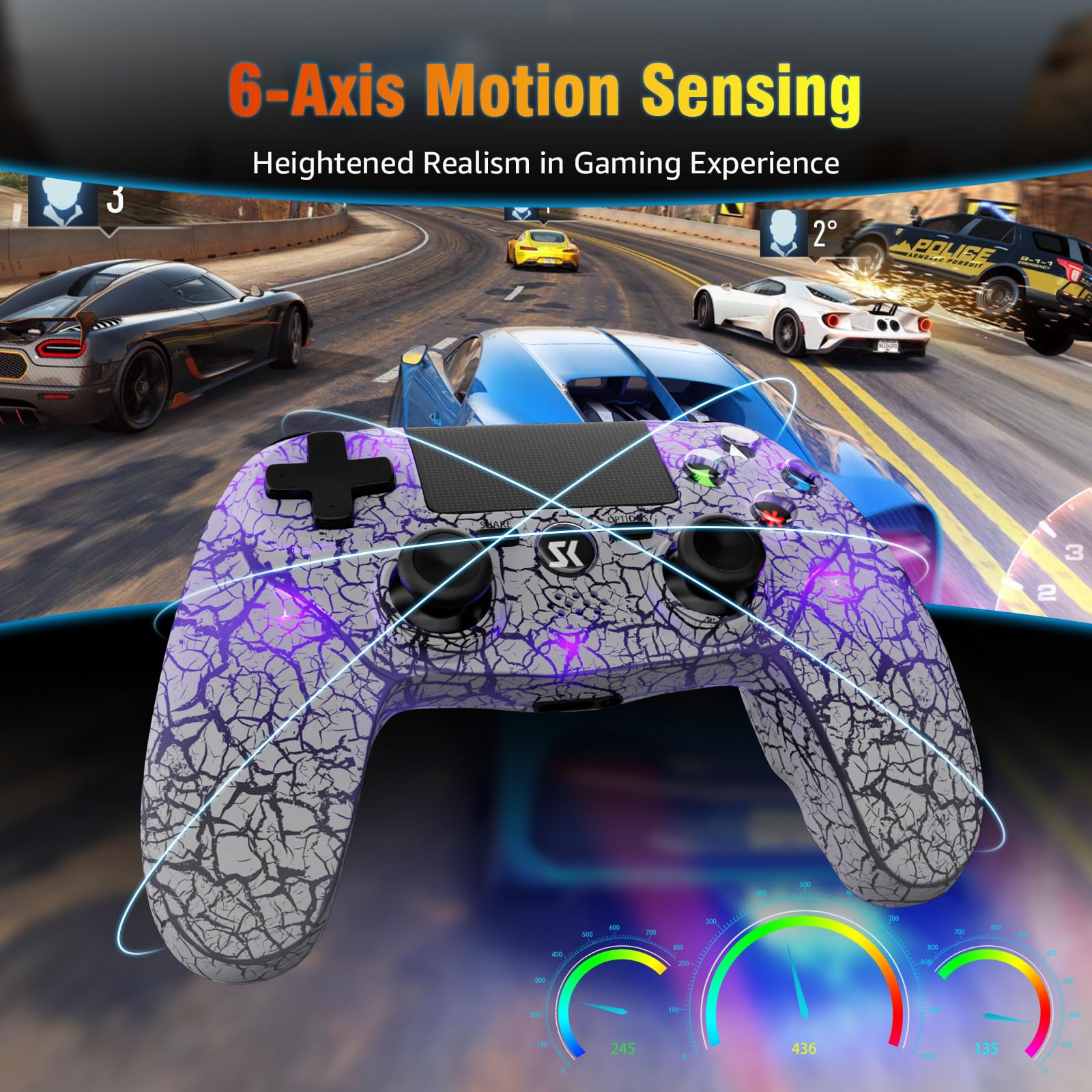 Wireless PS4 Controller 2 Pack - Compatible with Sony PlayStation 4/Pro/Slim, Dual Shock Gamepad with RGB Lighting, 1000mAh Battery, Motion Sensor, Vibration & Built-in Speaker - Perfect for Gaming, Streaming & Multiplayer Sessions
