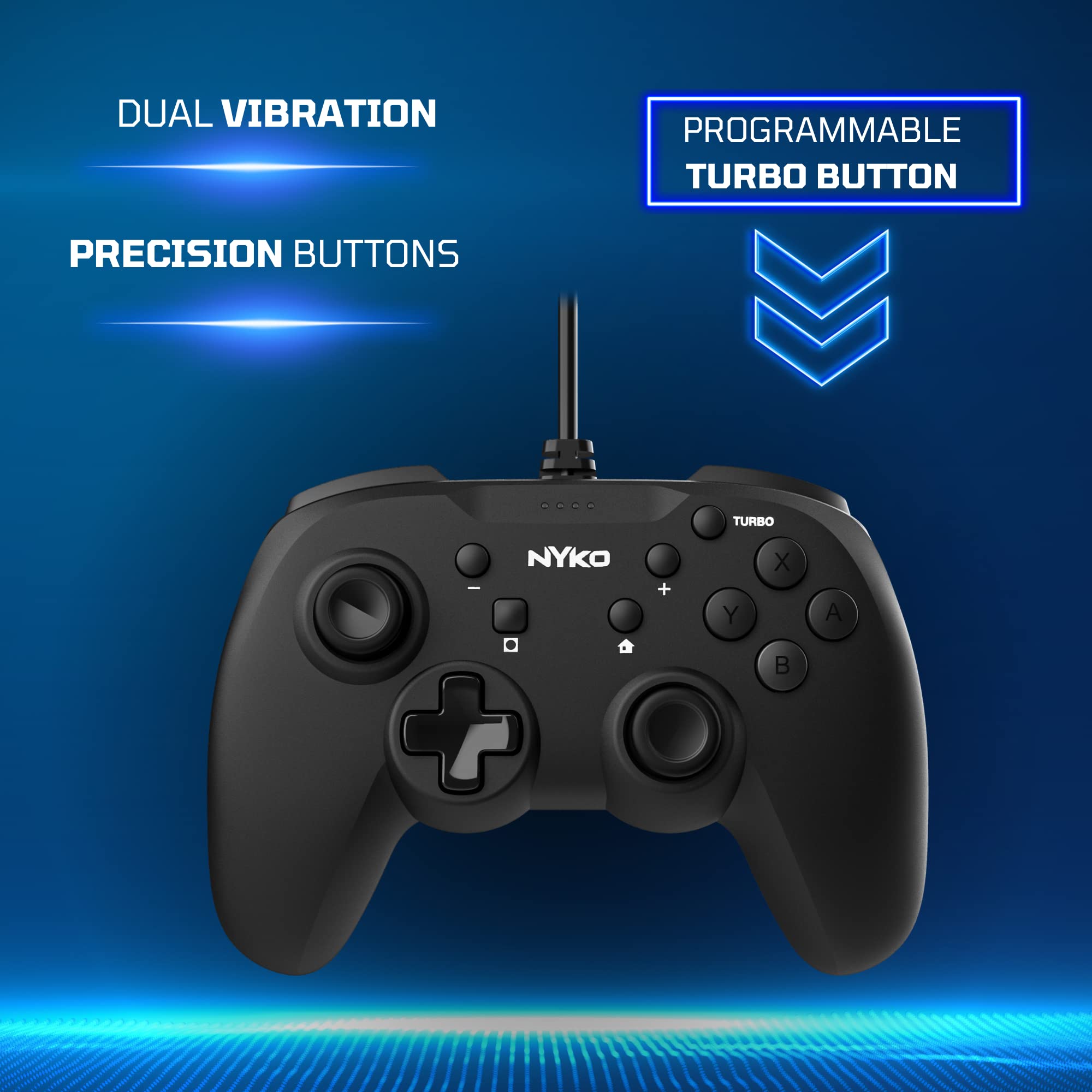 Nyko Prime Wired Controller for Nintendo Switch - Ergonomic Gamepad with Vibration & Turbo Button - Compatible with PC & Switch - Perfect for Competitive Gaming & Long Play Sessions (Black)