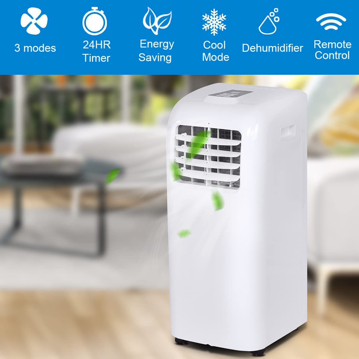 3-IN-1 Portable Air Conditioner 8000 BTU - Cooling Floor AC Unit with Dehumidifier & Remote Control - Includes Window Mount Kit - Perfect for Office, Dorm Room, Bedroom & Small Spaces - Stay Cool All Summer