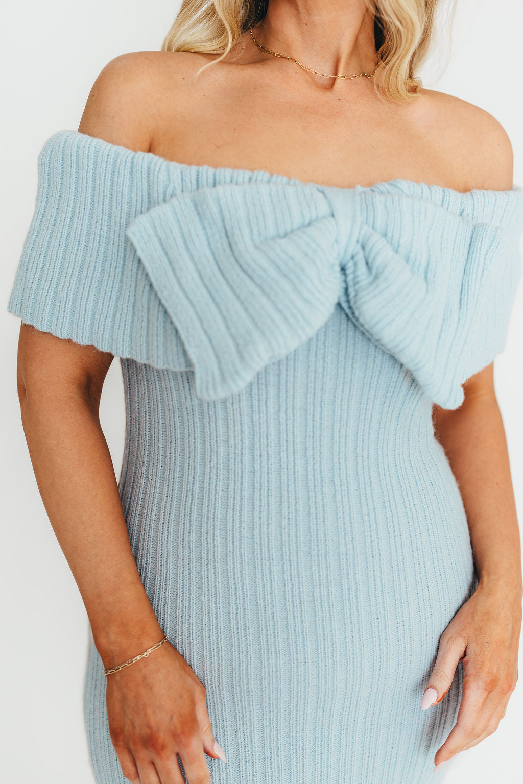 Aston Bow Front Maxi Sweater Dress in Ice Metal - Bump Friendly Maternity & Plus Size (S-3XL) | Winter Layering, Holiday Party Outfit, Casual Office Wear