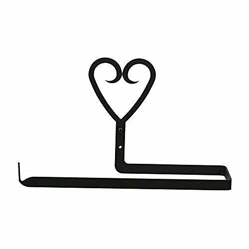 Wrought Iron Heart-Shaped Wall Mount Paper Towel Holder - Horizontal Paper Towel Dispenser with Stand for Kitchen, Bathroom & Office Organization