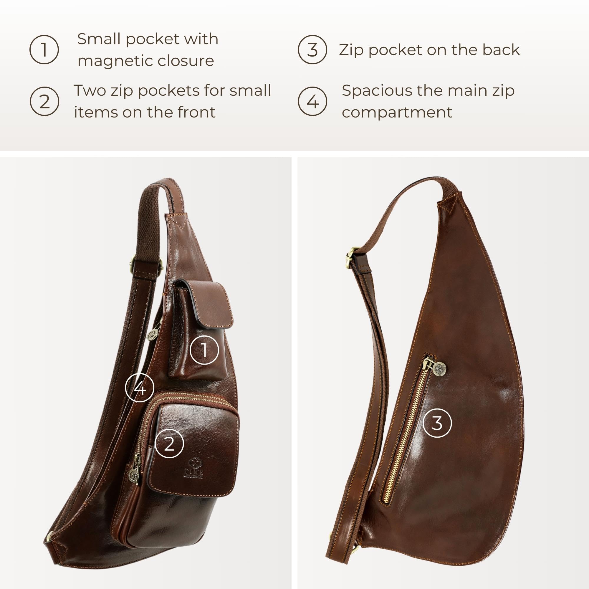 Premium Genuine Leather Sling Bag - Durable Crossbody Messenger Bag for Men & Women - Handcrafted Shoulder Backpack - Perfect for Travel, Work & Everyday Use