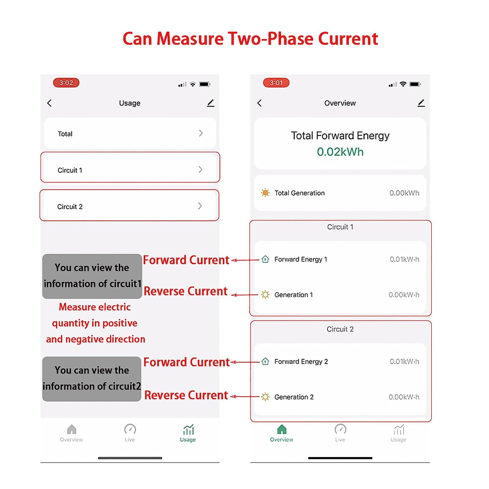 Smart Energy Meter for Tuya - Single Phase Power Consumption Monitor with 2x 120A CT Clamps (90-250VAC) - Track Electricity Usage via App - Ideal for Home Energy Monitoring & Solar Panel Systems