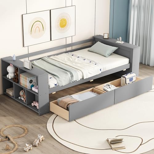 Gray With Shelf & Drawers