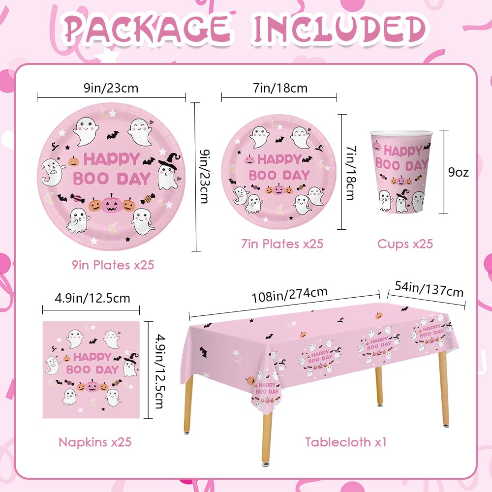 Happy BOO Day Birthday Party Decorations Set for 25 Guests - Pastel Halloween Plates, Cups & Party Supplies for Girls | Perfect for Halloween Birthday Parties, Baby Showers & Themed Celebrations
