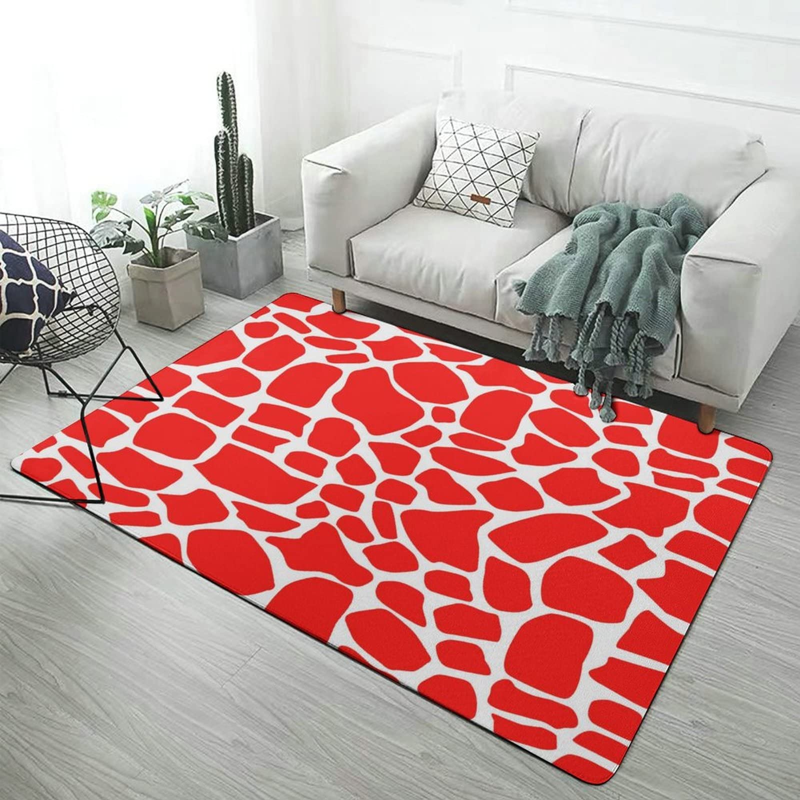 Soft Giraffe Print Non-Slip Area Rug - 5x6.5ft Foldable Kids Room Carpet for Nursery, Playroom & Dorm Decor - Animal Texture Floor Mat for Bedroom, Living Room & Dining Area - Perfect for Playtime & Cozy Spaces