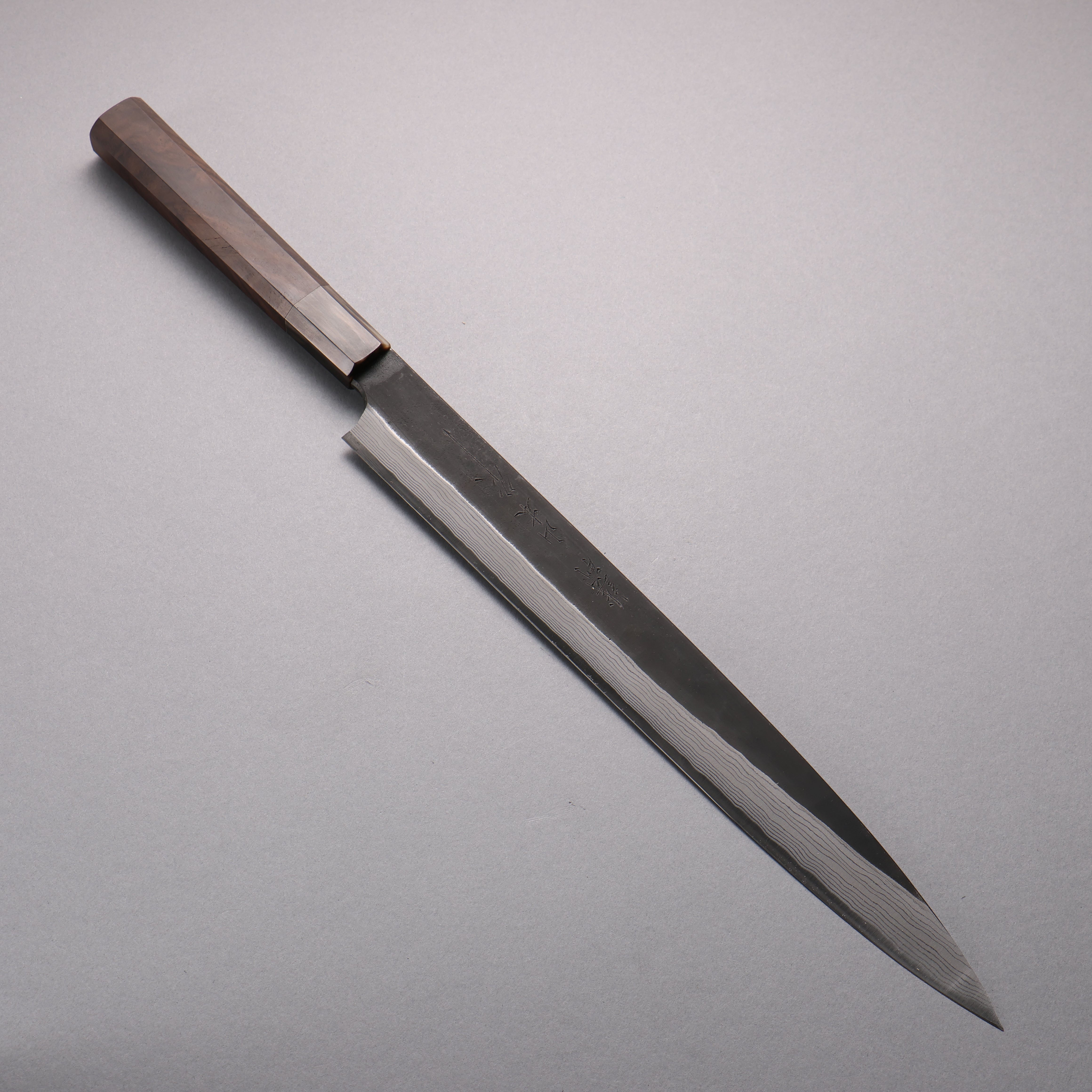 Premium Nao Yamamoto Blue Steel No.2 Kurouchi Damascus Yanagiba Sushi Knife 300mm with Walnut Handle - Professional Japanese Sashimi & Sushi Preparation Tool for Chefs & Home Cooks