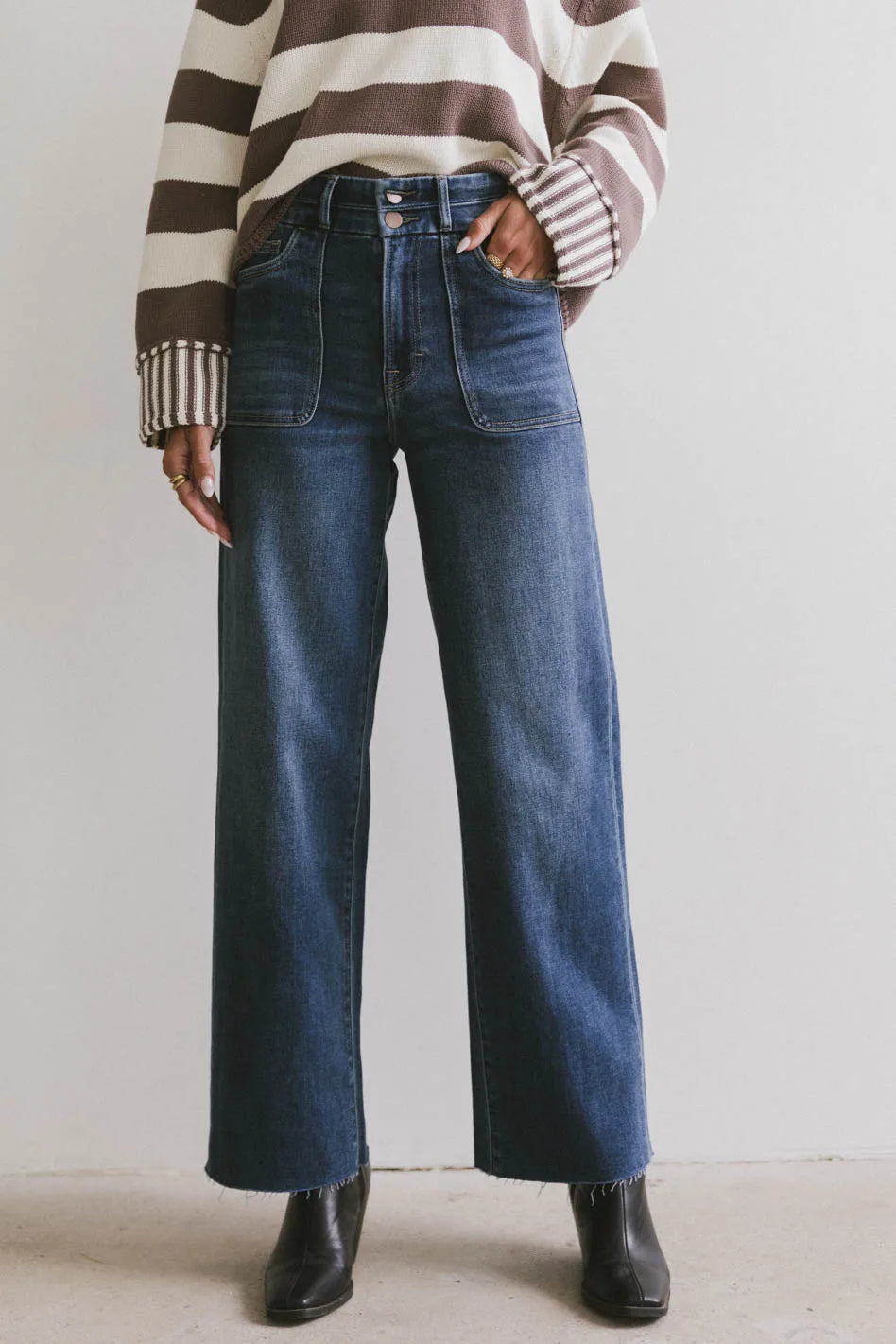 Haley Distressed Wide Leg Jeans for Women - Vintage High Waisted Denim Pants with Stretch | Perfect for Casual Outfits, Street Style & Boho Fashion
