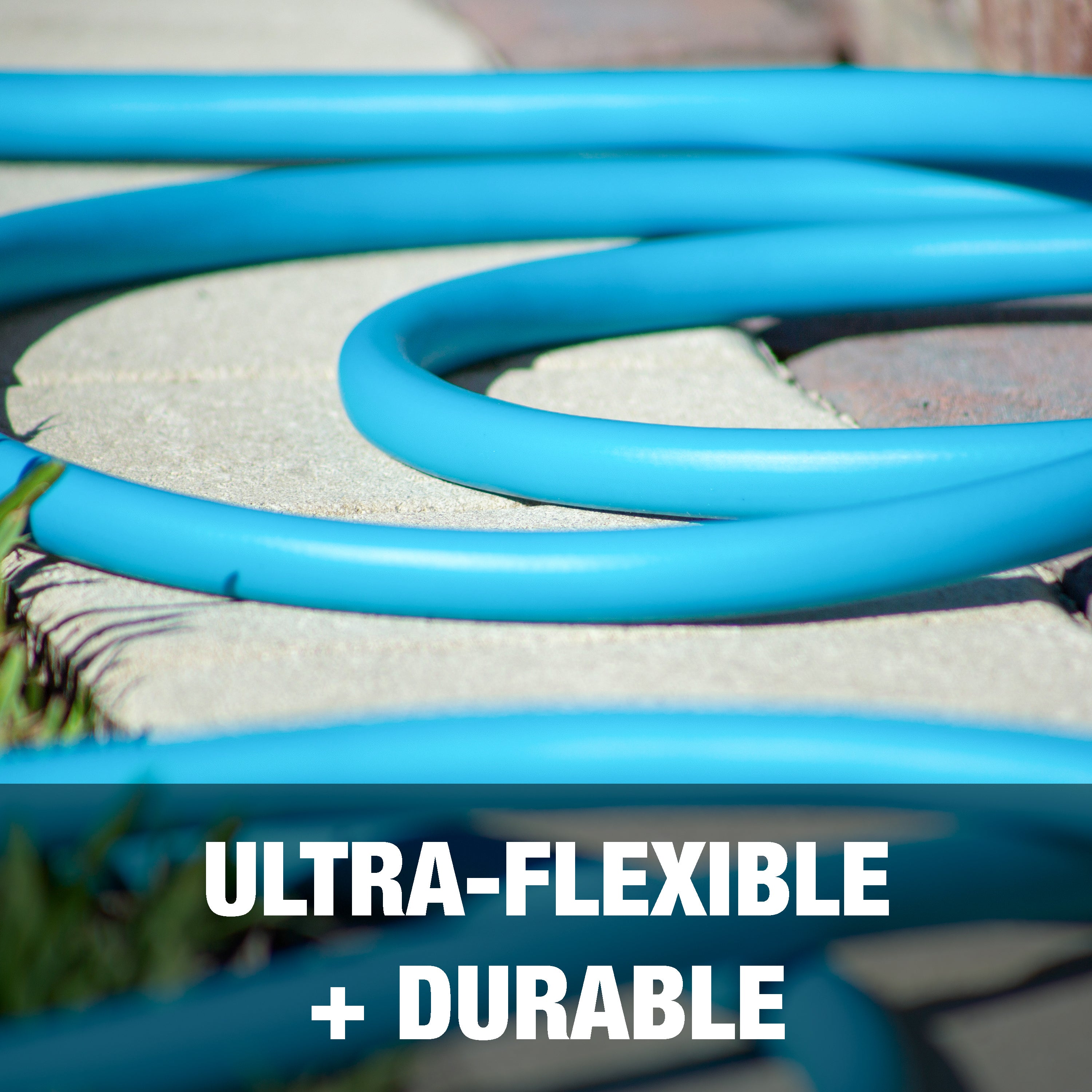Aqua Joe 50ft Hybrid Polymer Garden Hose with Stand - Heavy Duty, Kink-Free, Lightweight for Easy Handling - Perfect for Lawn Care, Gardening, and Outdoor Watering