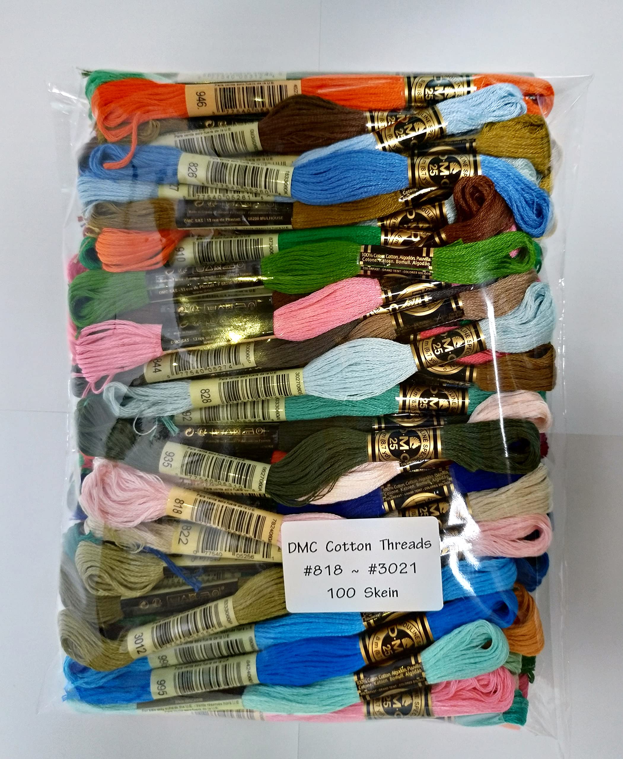 DMC 447 Cross Stitch Thread - 100% Cotton Embroidery Floss (8 Meters/Skein) for Needlework, DIY Crafts, and Home Decor Projects