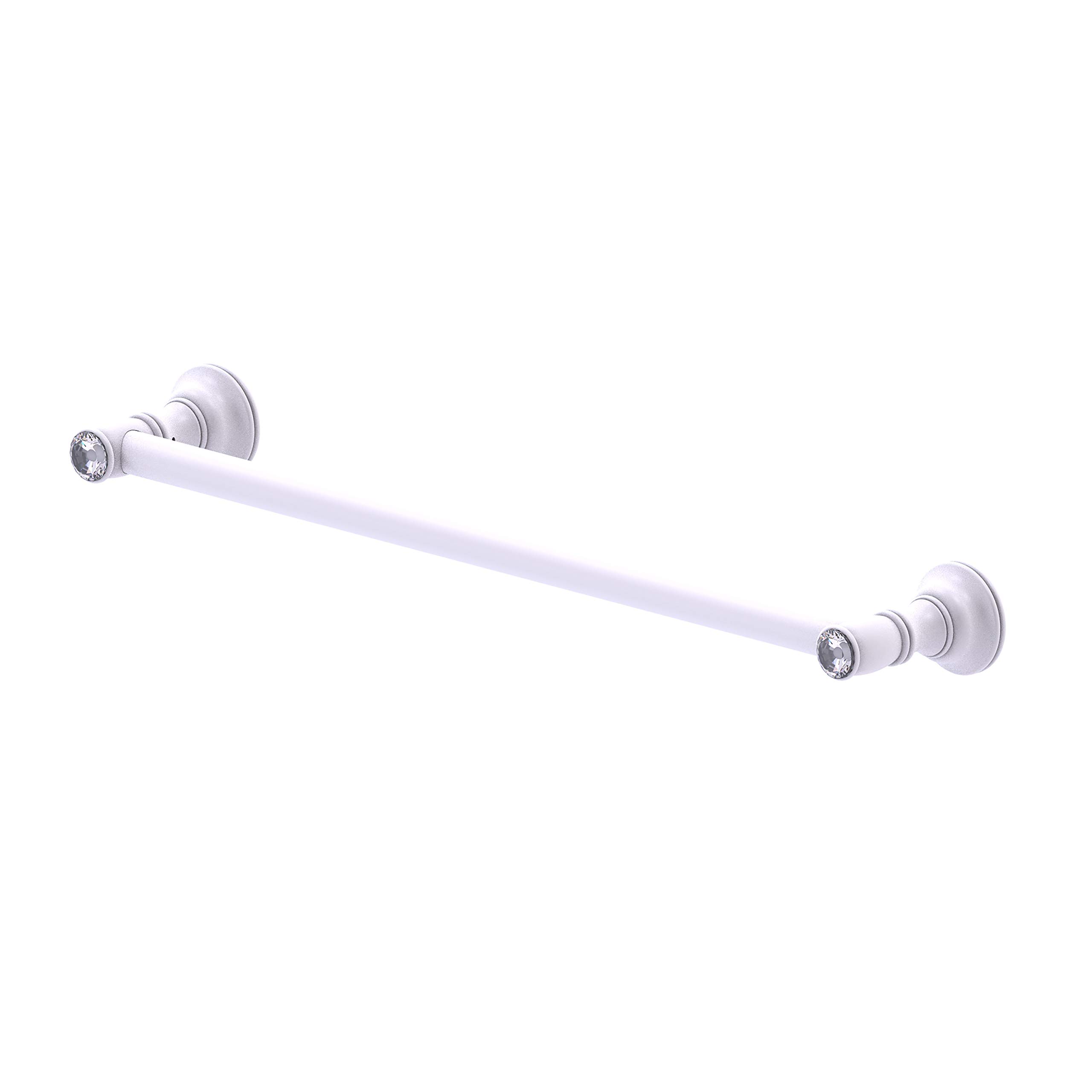 Allied Brass CC-41-36 Carolina Crystal 36-Inch Bathroom Towel Bar in Matte White - Elegant Bathroom Accessory for Modern Homes & Luxury Hotels