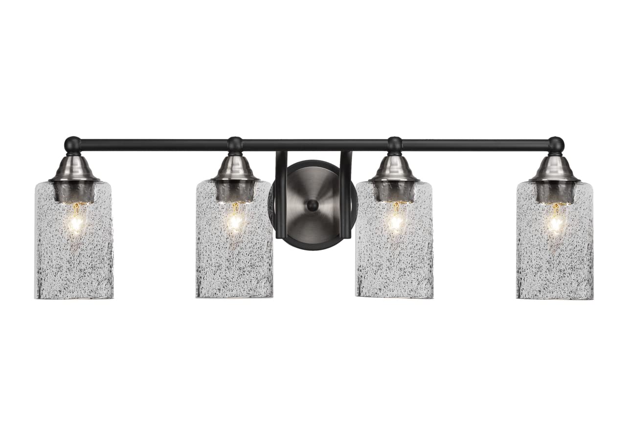 Toltec Lighting Paramount 4-Light Bathroom Vanity Light Bar in Matte Black & Brushed Nickel - Modern Bathroom Lighting Fixture for Vanity Mirror, Powder Room, and Master Bath (3424-MBBN-3002)