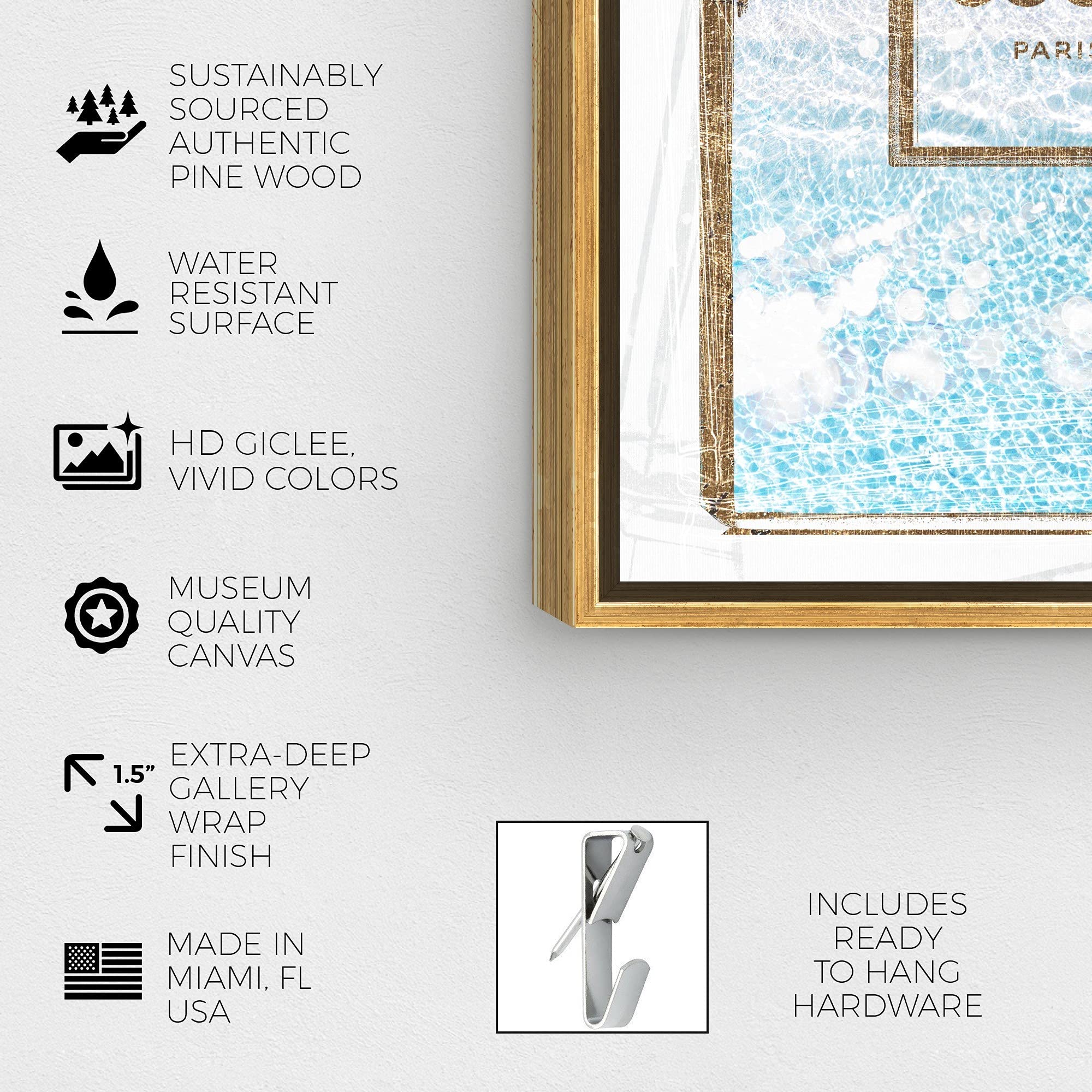 Oliver Gal Artist Co. Fashion & Glam Wall Art Canvas Print - Perfume Water Love Light Home Decor (20x30 Inches, Gold Frame) - Perfect for Living Room, Bedroom & Office Decor