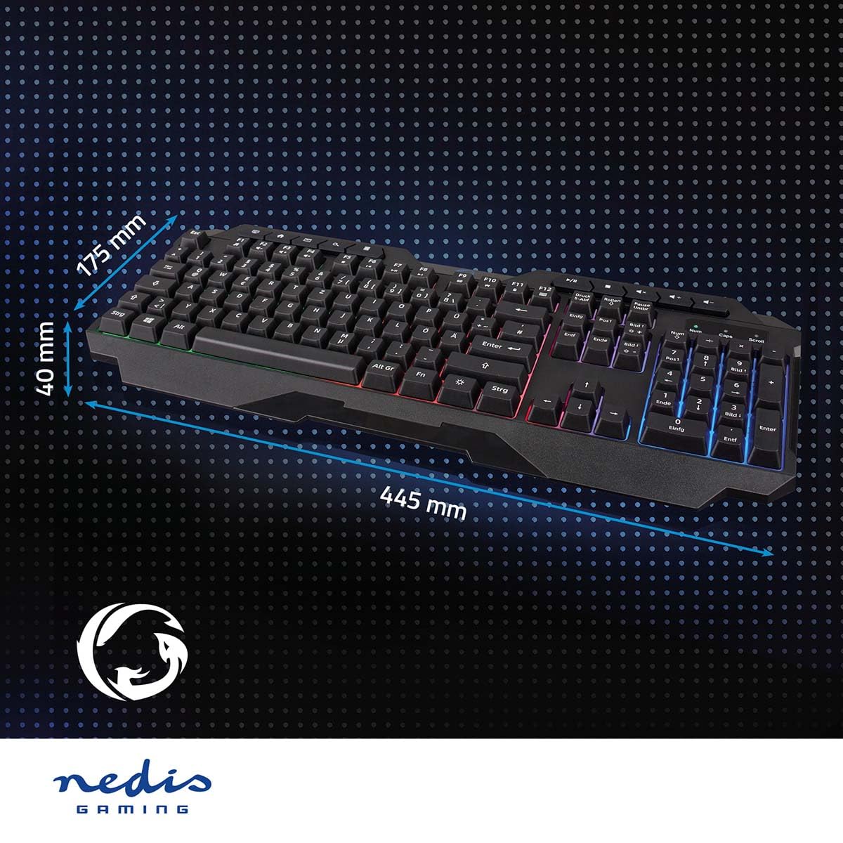 NEDIS Wired Gaming Keyboard with LED Backlit, USB Type-A for PC Gaming