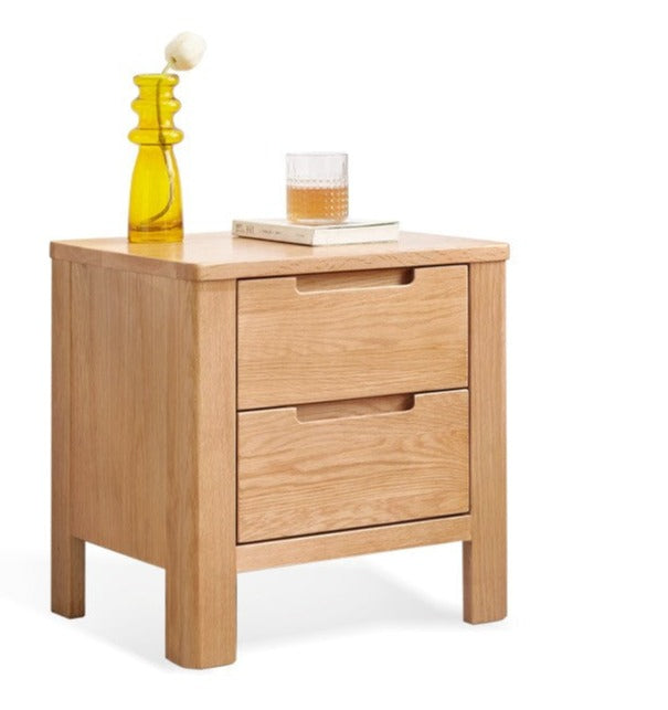 Solid Oak Wood Nightstand with Drawer - Rustic Bedside Table for Bedroom, Living Room & Office - Durable & Stylish Furniture for Home Decor