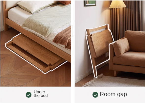 Solid Oak Wood Modern Folding Table - Space-Saving Dining & Work Desk for Small Apartments, Outdoor Picnics & Home Office
