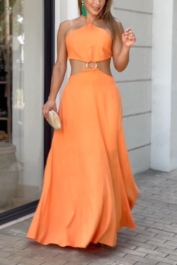 Sexy Halter Neck Backless Sleeveless Maxi Dress for Women - Summer Beach Party, Evening Gown, Wedding Guest Dress