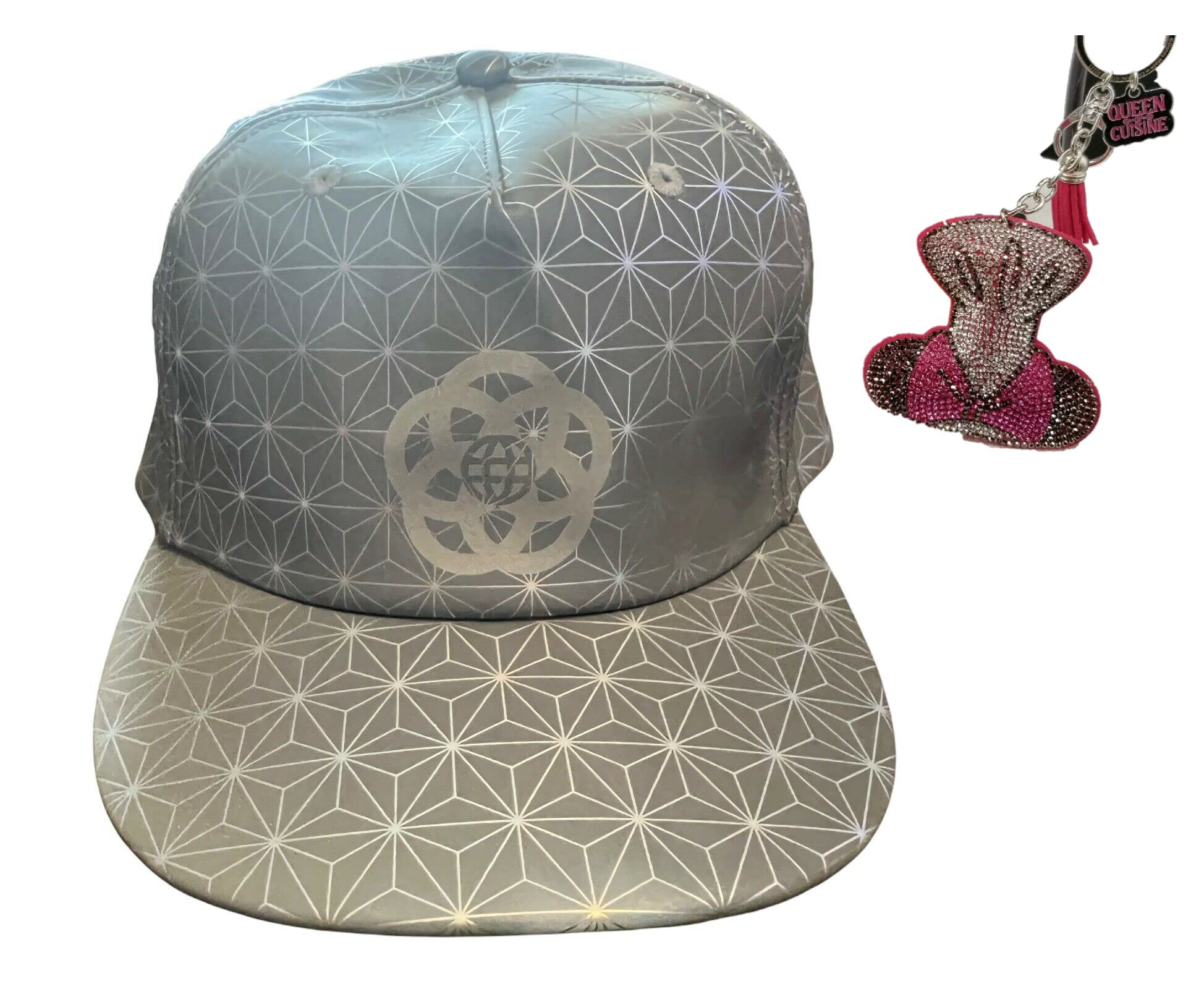 Disney Parks Epcot Light Collection Spaceship Earth Baseball Cap & Minnie Mouse Food & Wine Bling Chef Keychain Bag Charm - Silver Grey | Disney Merchandise for Theme Park Fans & Collectors