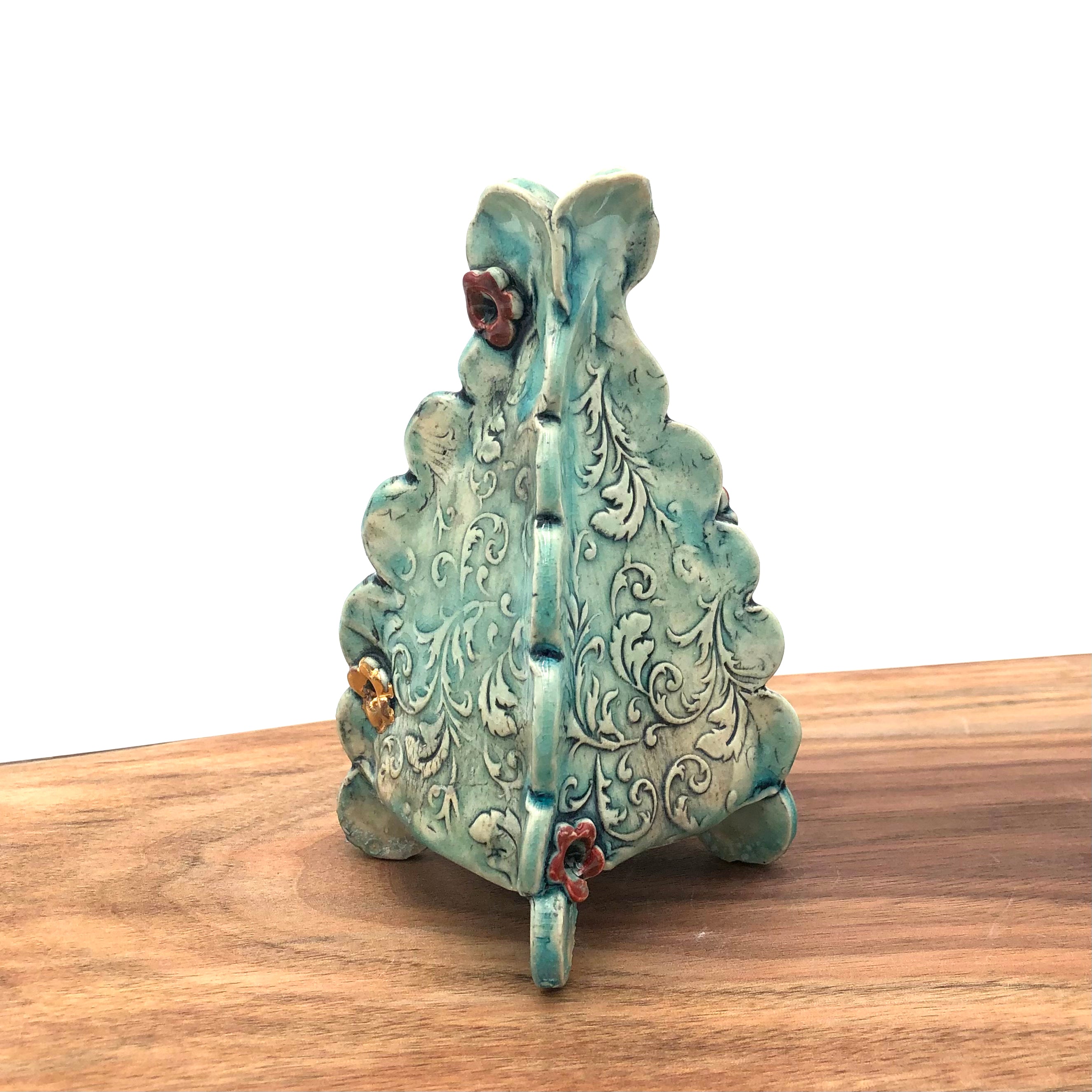 Susan Speck Ceramic Bud Vase Slim - Slime Blue Edition | Small Flower Vase for Home Decor, Wedding Centerpieces & Tabletop Arrangements