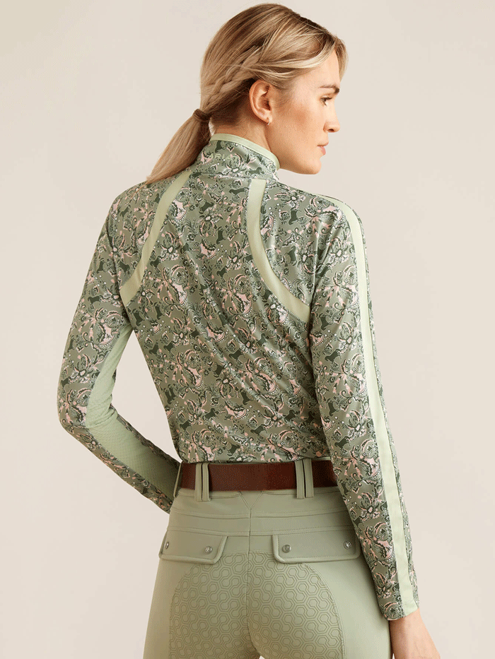 Ariat 10049051 Women's Sunstopper 3.0 Baselayer - Green Baroque | UPF 50+ Sun Protection, Moisture-Wicking & Breathable | Perfect for Hiking, Horseback Riding & Outdoor Activities