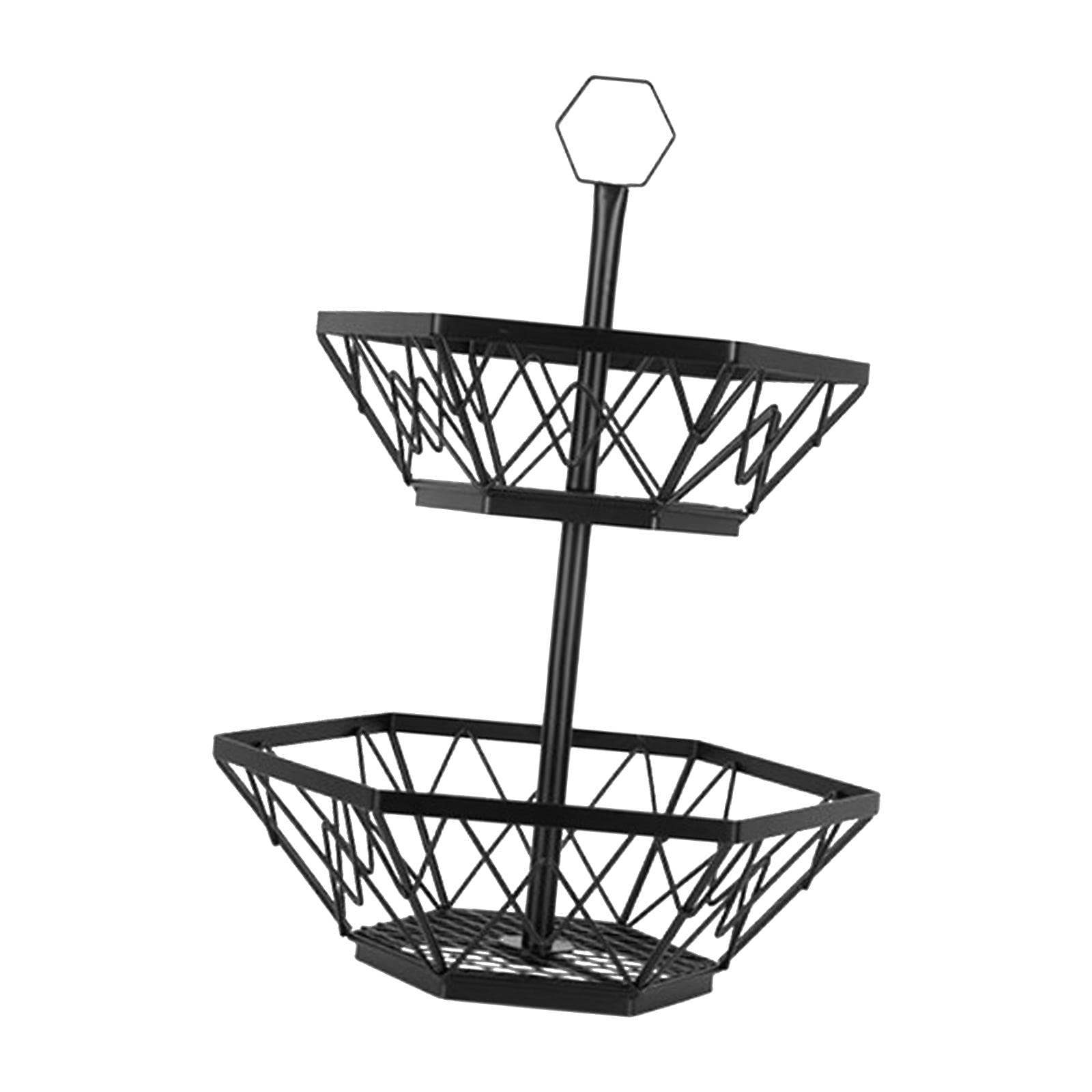 MagiDeal 2-Tier Fruit Basket Stand - Kitchen Countertop Organizer for Fruits, Vegetables, Bread & Snacks | Perfect for Displaying Lemons, Bananas, Pineapples in Kitchen, Dining Room or Pantry Organization