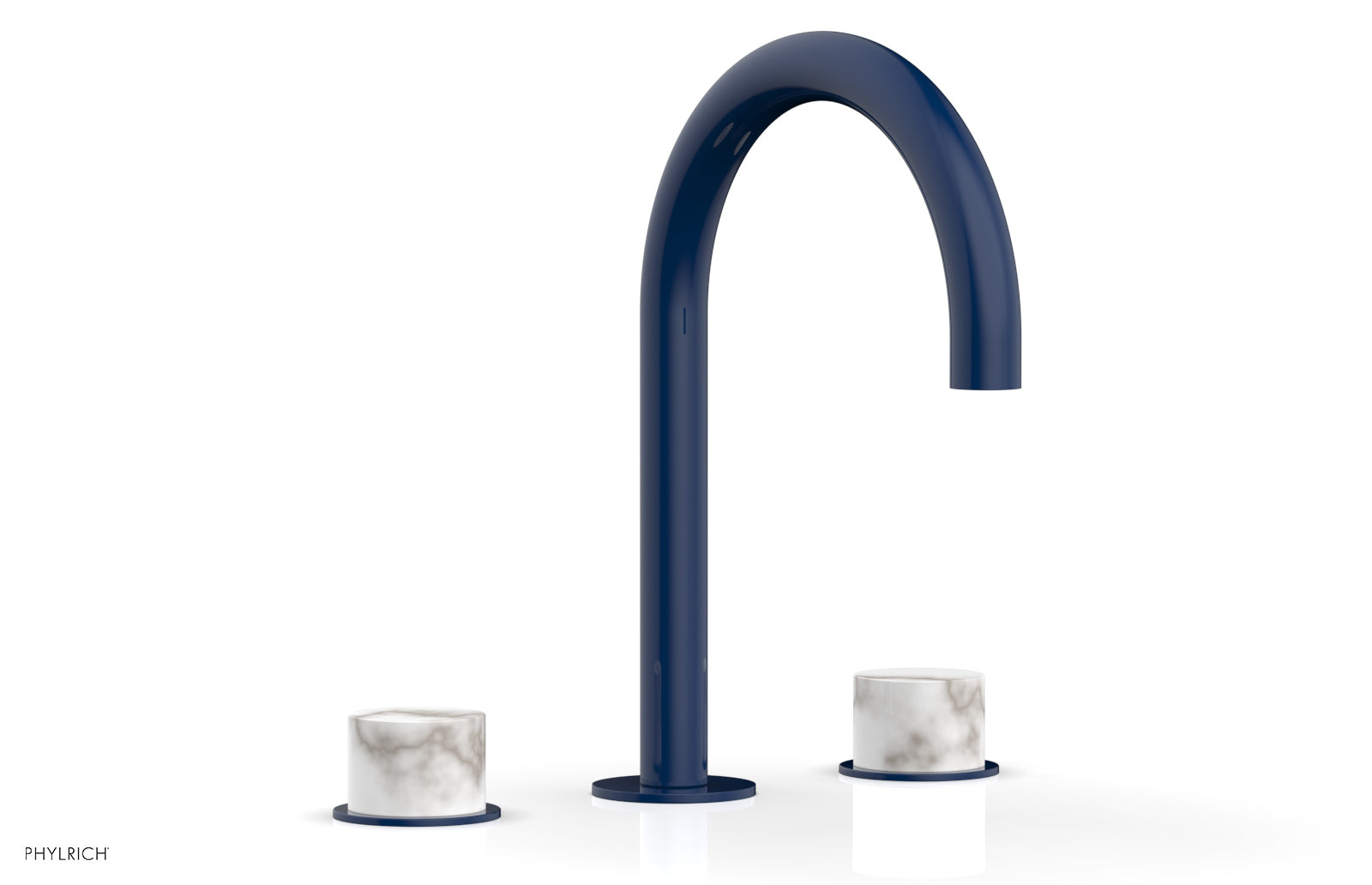 BASIC II Widespread Bathroom Faucet with White Marble Handles - 8 Inch Centerset, Brushed Nickel Finish for Modern Vanity Sinks (Model 230-03) - Perfect for Guest Bathrooms and Powder Rooms