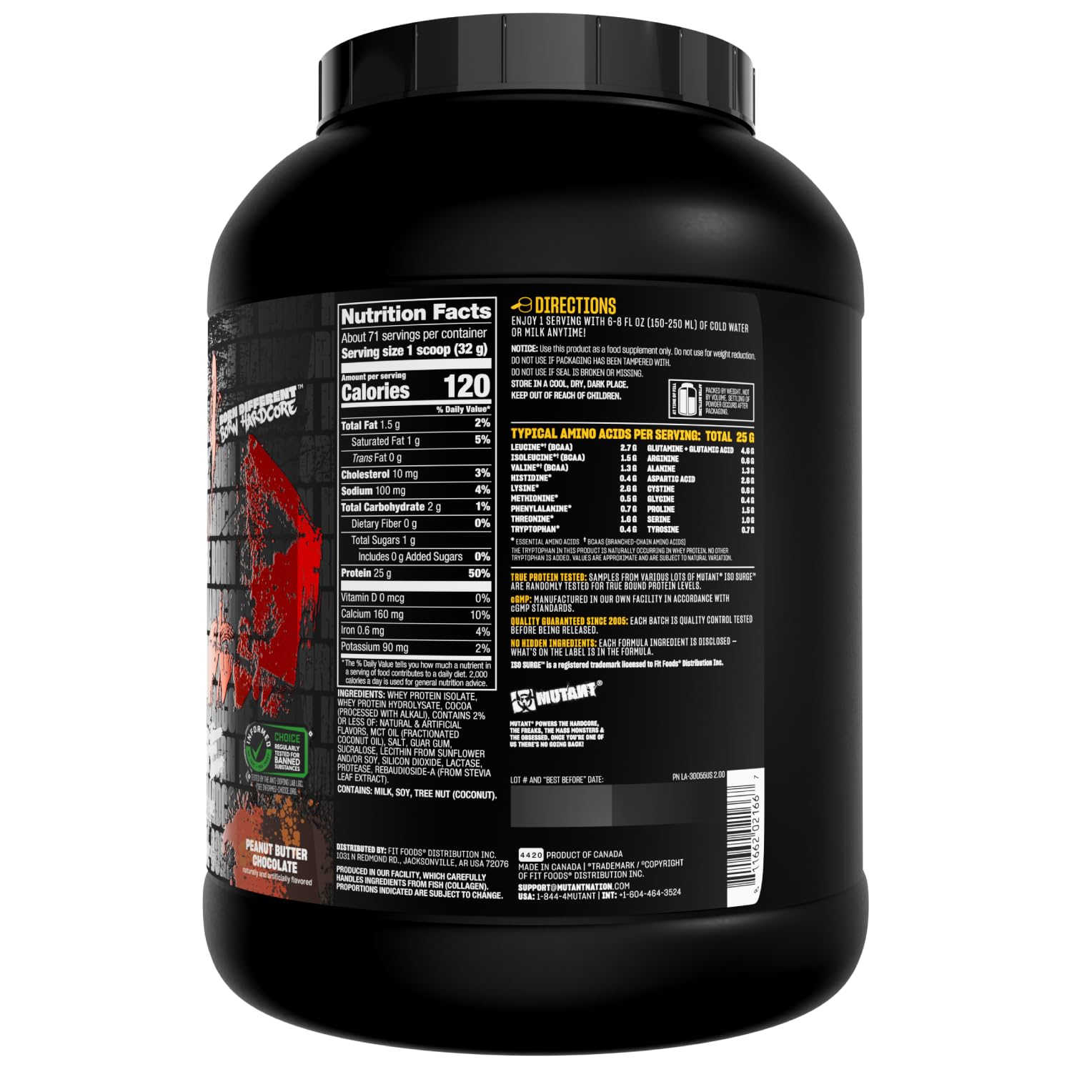 Mutant ISO Surge Whey Protein Isolate Powder - Fast Muscle Recovery & Growth, 5lb Peanut Butter Chocolate Flavor - Ideal for Post-Workout, Bulking & Strength Training