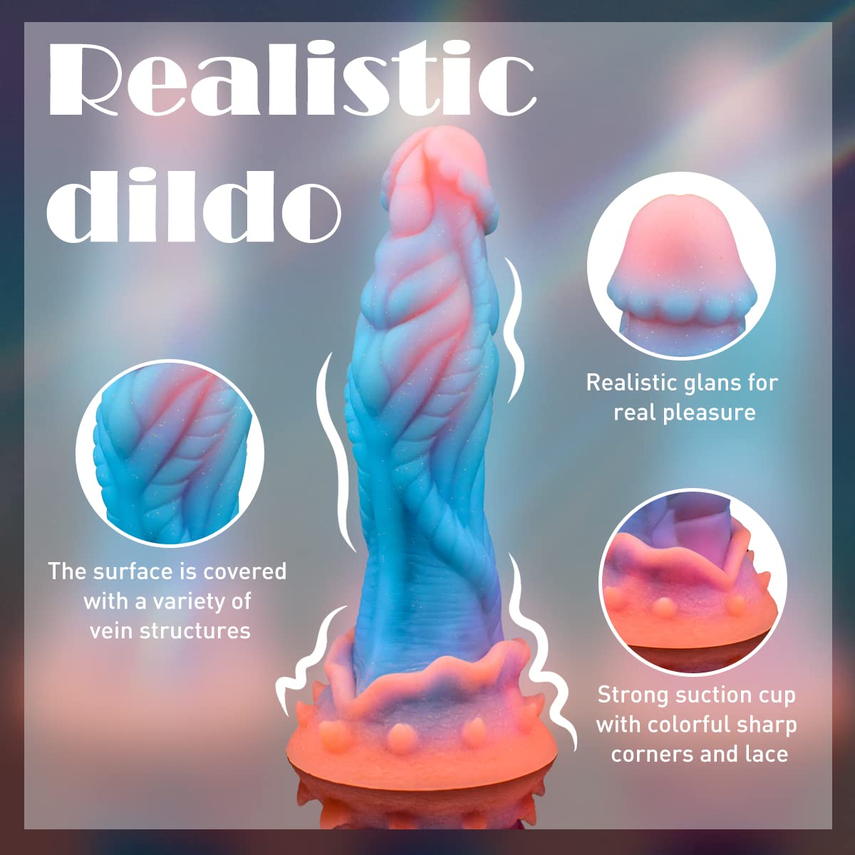 9.1 Inch Glow in The Dark Fantasy Dragon Monster Dildo - Multi-Texture Animal Alien Adult Toy with Strong Suction Cup for Women & Men - Perfect for Roleplay, BDSM, and Solo Pleasure