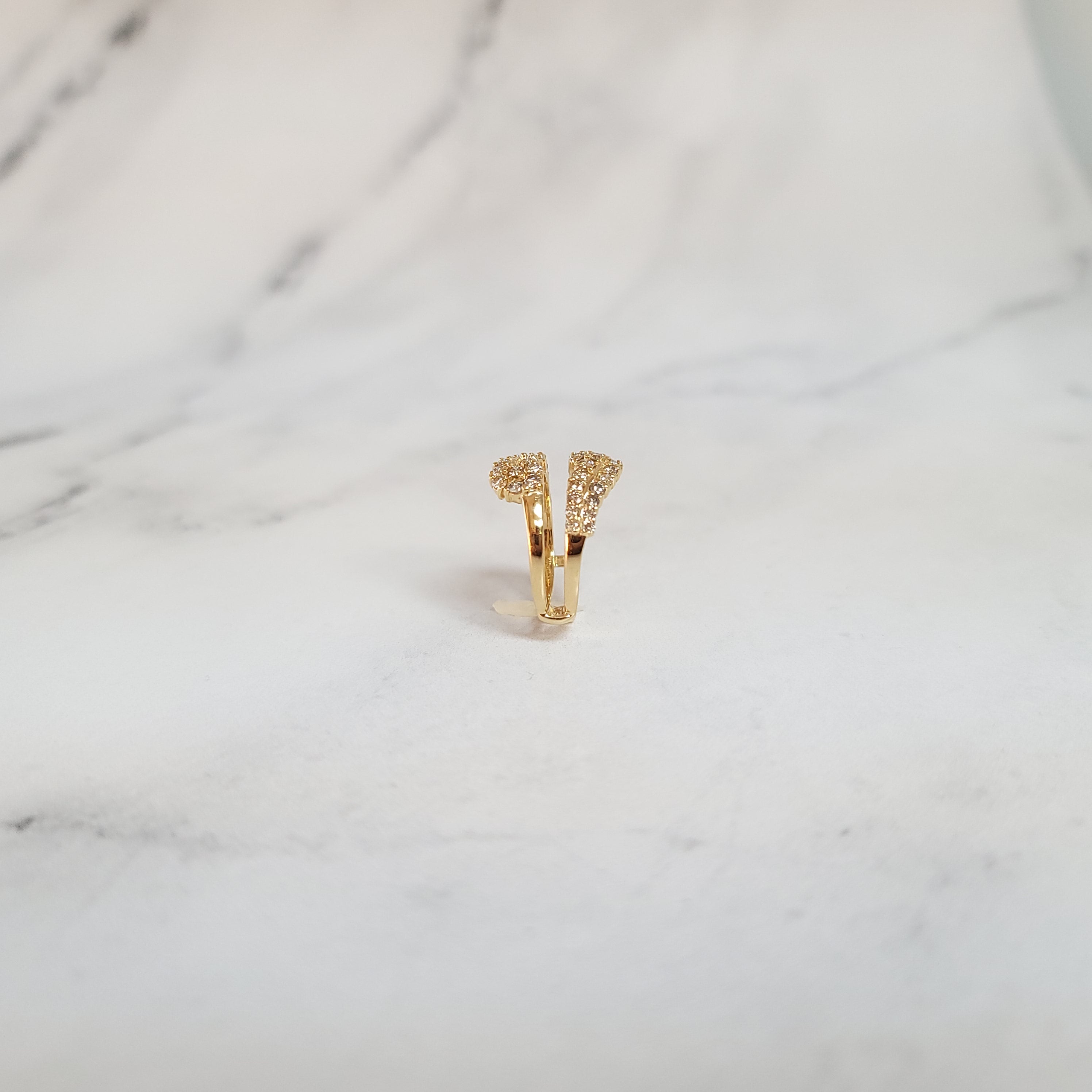 Exquisite Diamond Cluster Bypass Ring Guard - Elegant 14K Gold Wedding Band for Women, Perfect for Engagement, Anniversary & Special Occasions