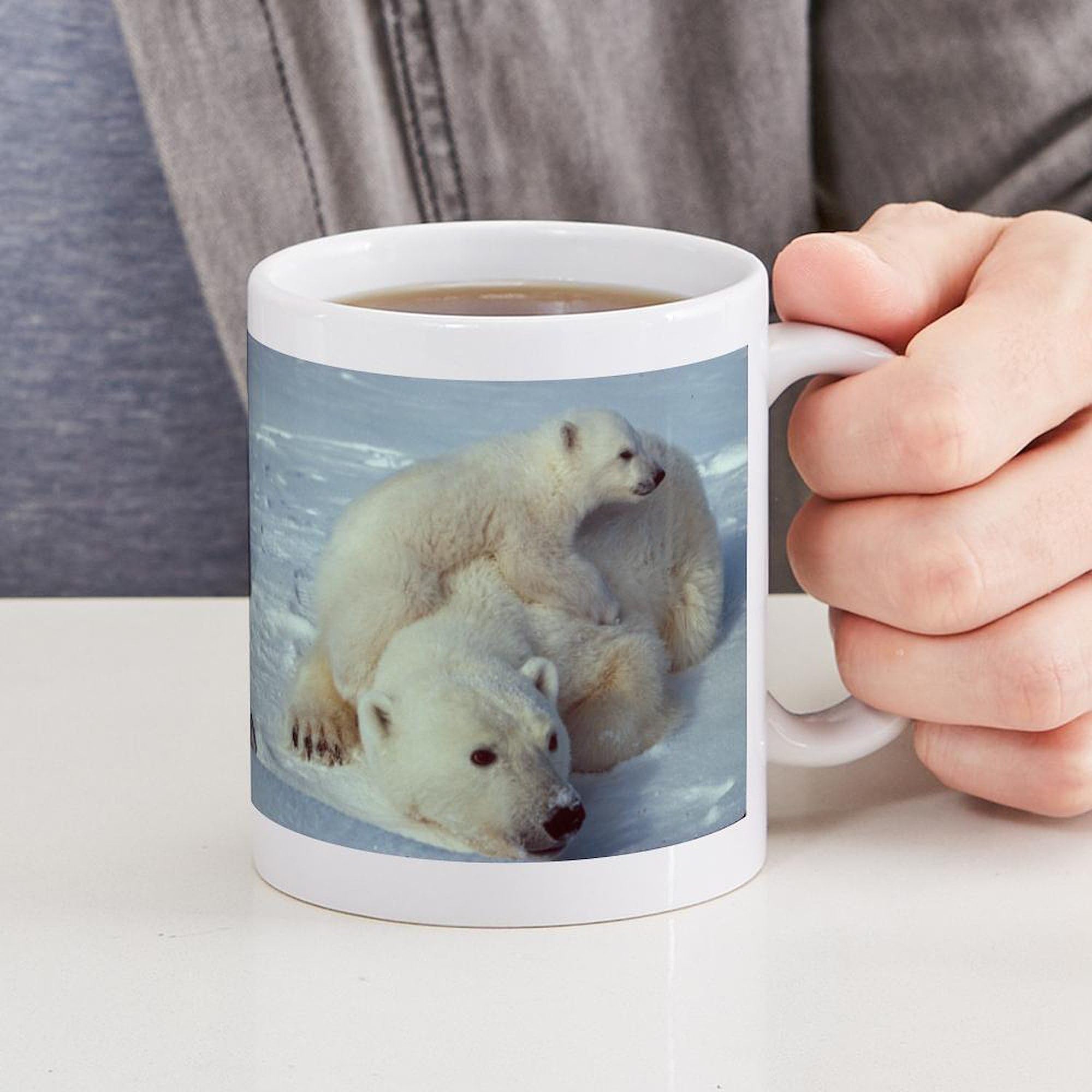 Polar Bear Ceramic Coffee Mug 11 oz (325 ml) - Insulated Hot & Cold Drink Cup for Coffee, Tea, Cocoa - Perfect for Home, Office, Gifts & Winter Holidays