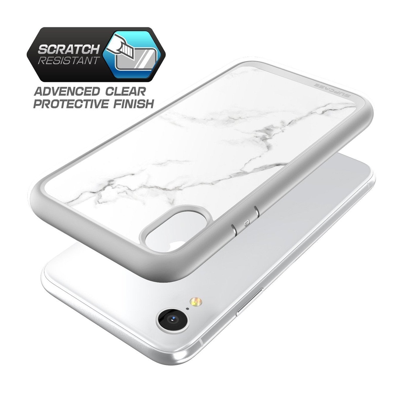 iPhone XR Unicorn Beetle Style Slim Clear Case with Marble Design - Shockproof & Scratch-Resistant Protection for Everyday Use, Work, and Travel